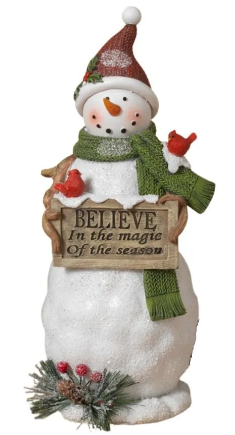 10.8" Resin Snowman Figurine with Holiday Sign