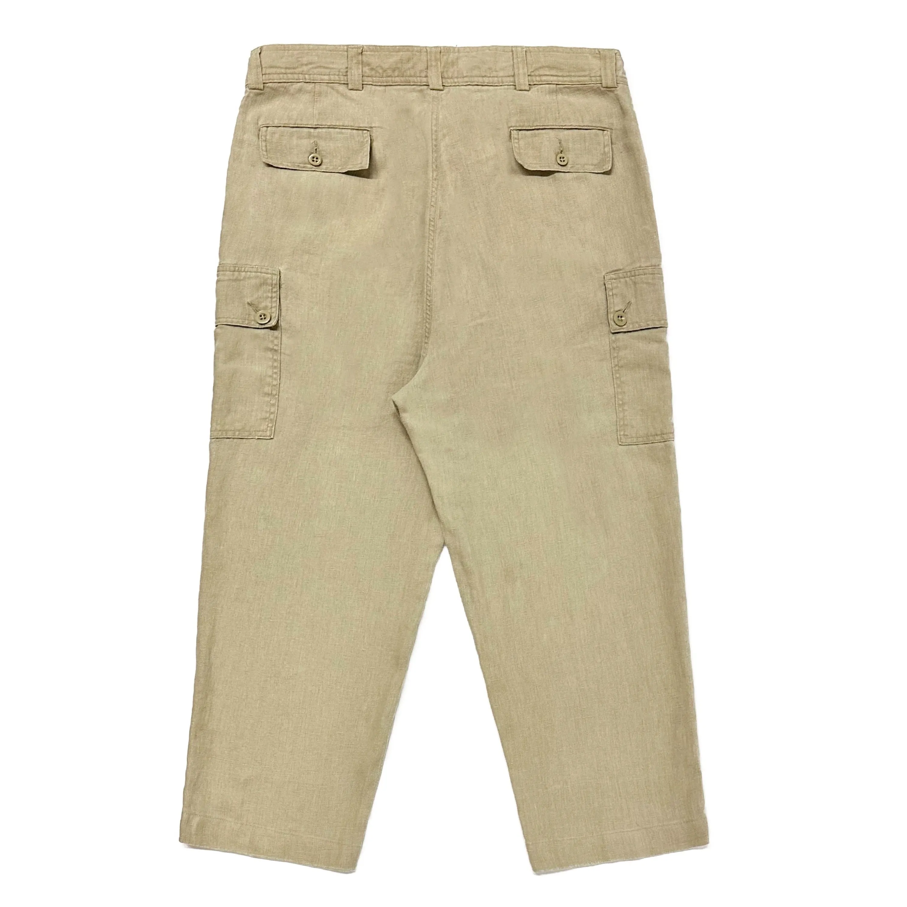 1990’S POLO RALPH LAUREN CROPPED LINEN CARGO PANTS 34 X 26