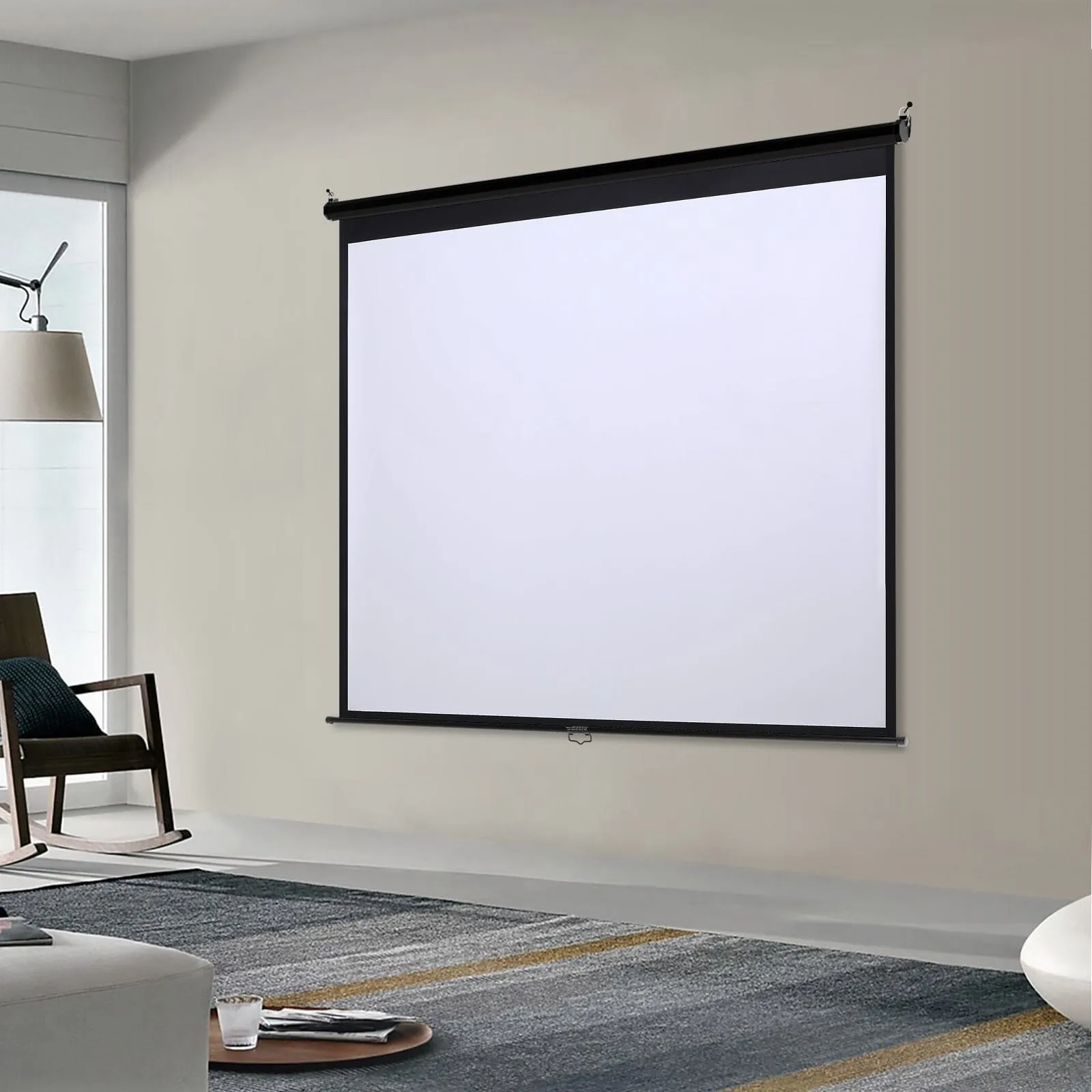 4:3 Projector Screen with Manual Pull Down for Home Theater