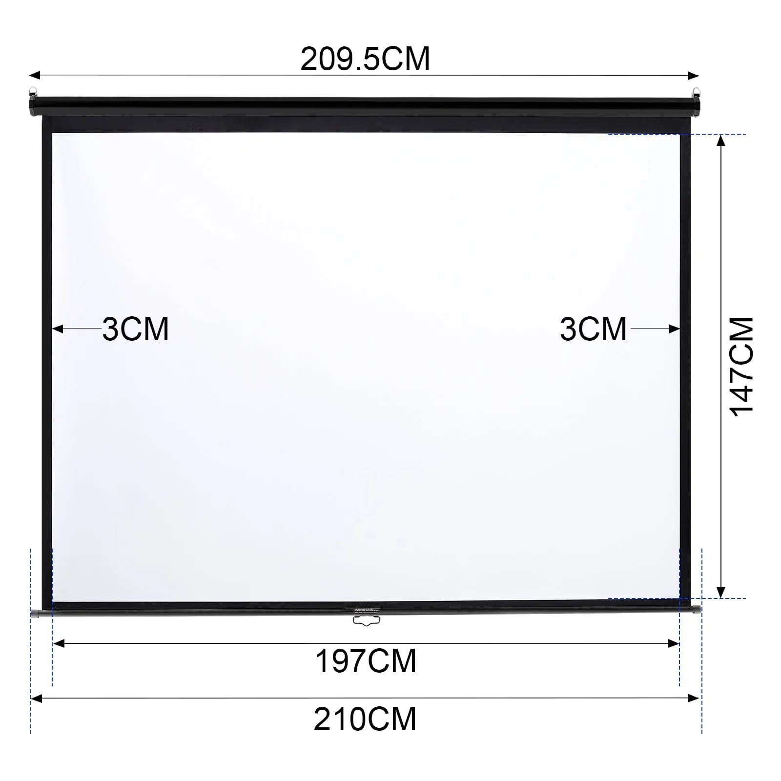 4:3 Projector Screen with Manual Pull Down for Home Theater