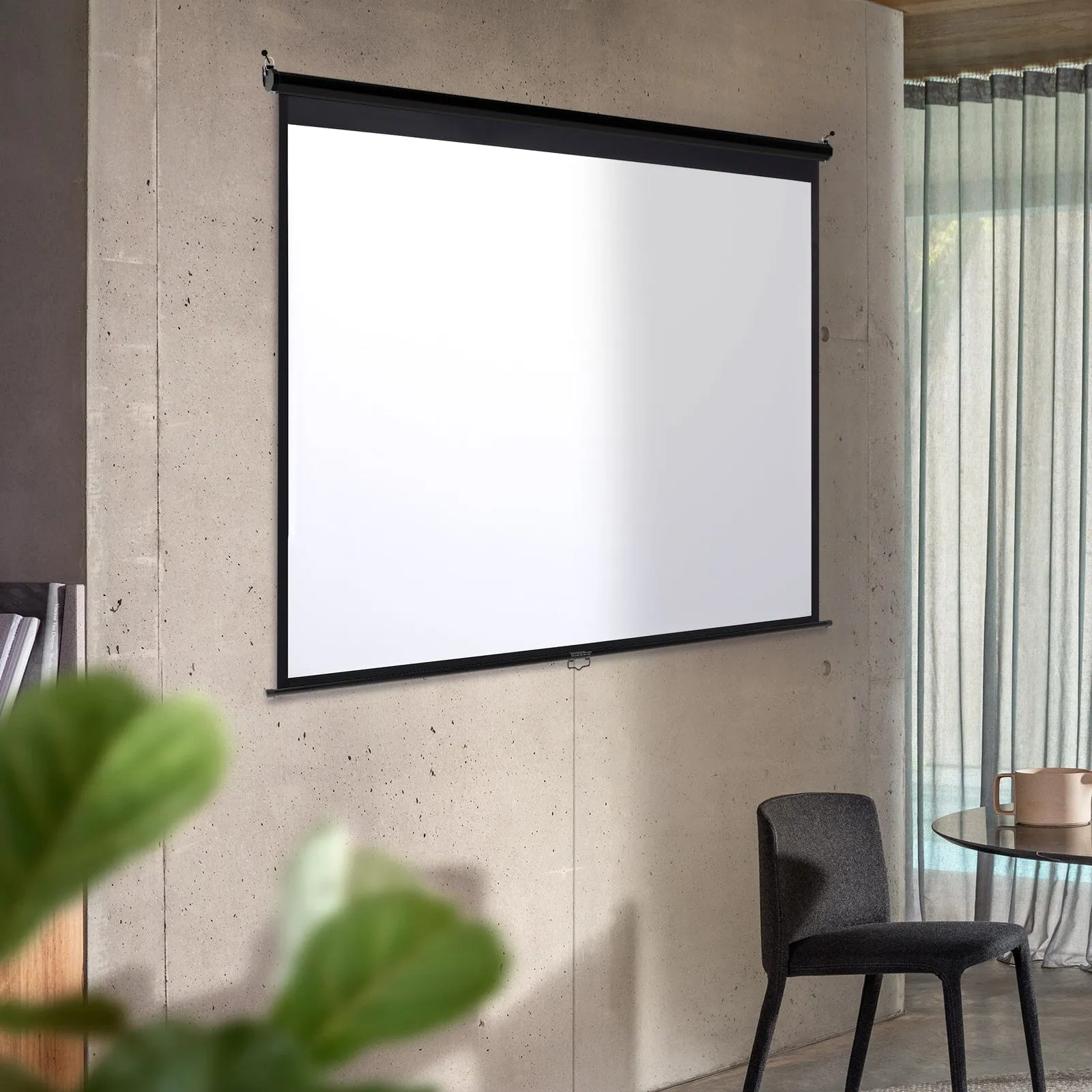 4:3 Projector Screen with Manual Pull Down for Home Theater