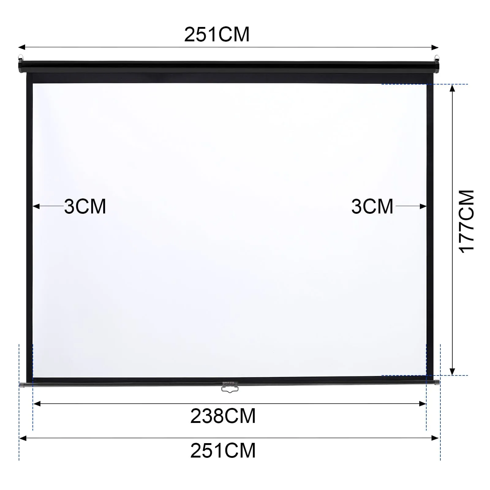 4:3 Projector Screen with Manual Pull Down for Home Theater