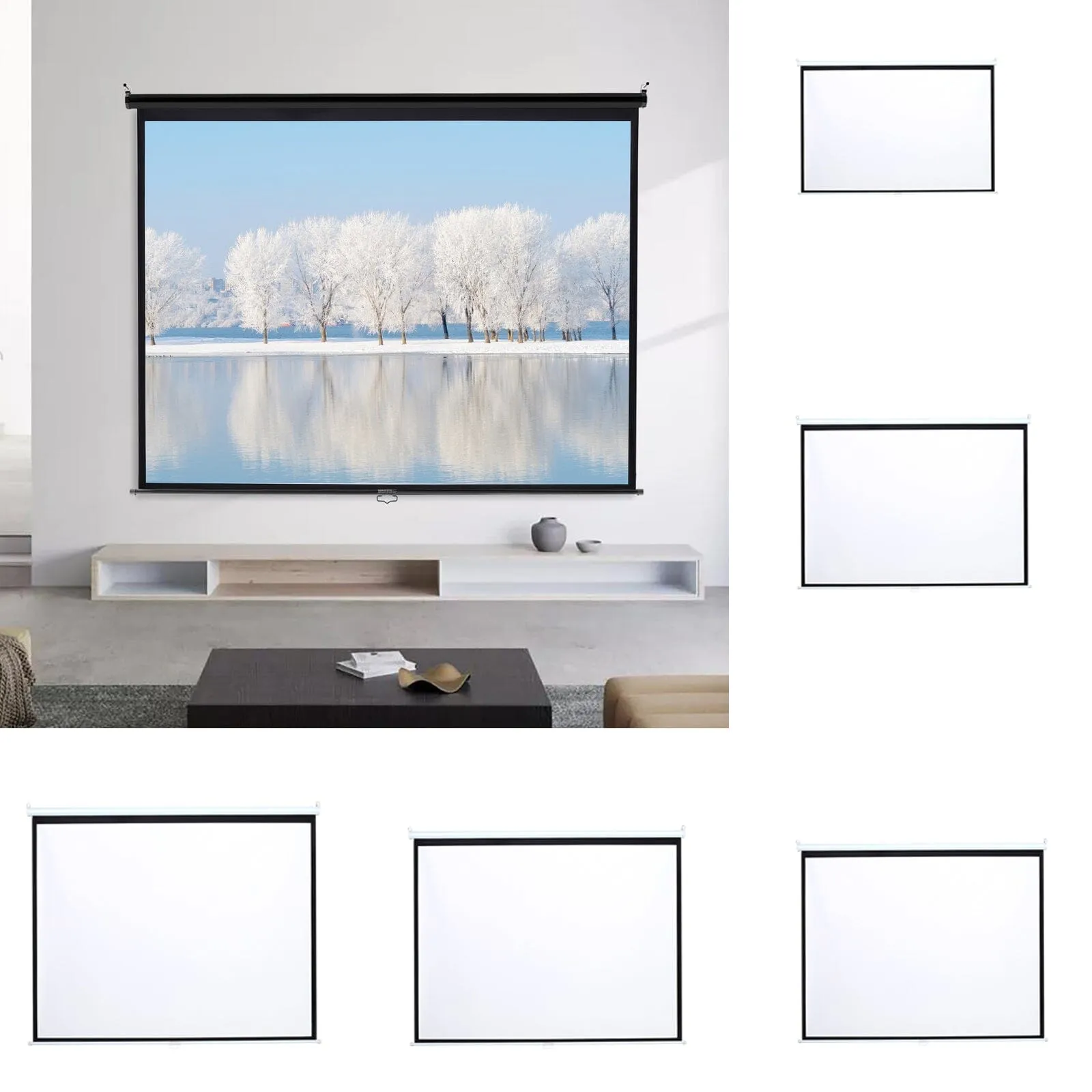 4:3 Projector Screen with Manual Pull Down for Home Theater