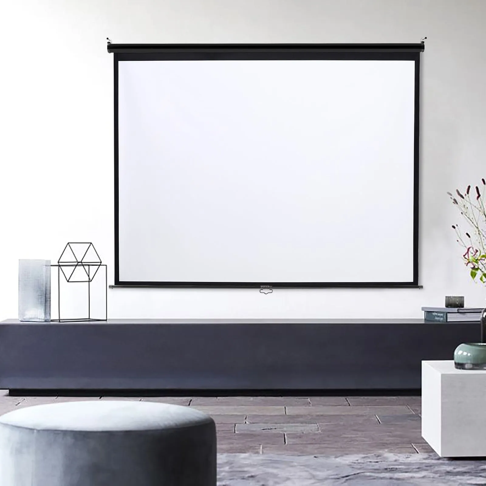 4:3 Projector Screen with Manual Pull Down for Home Theater