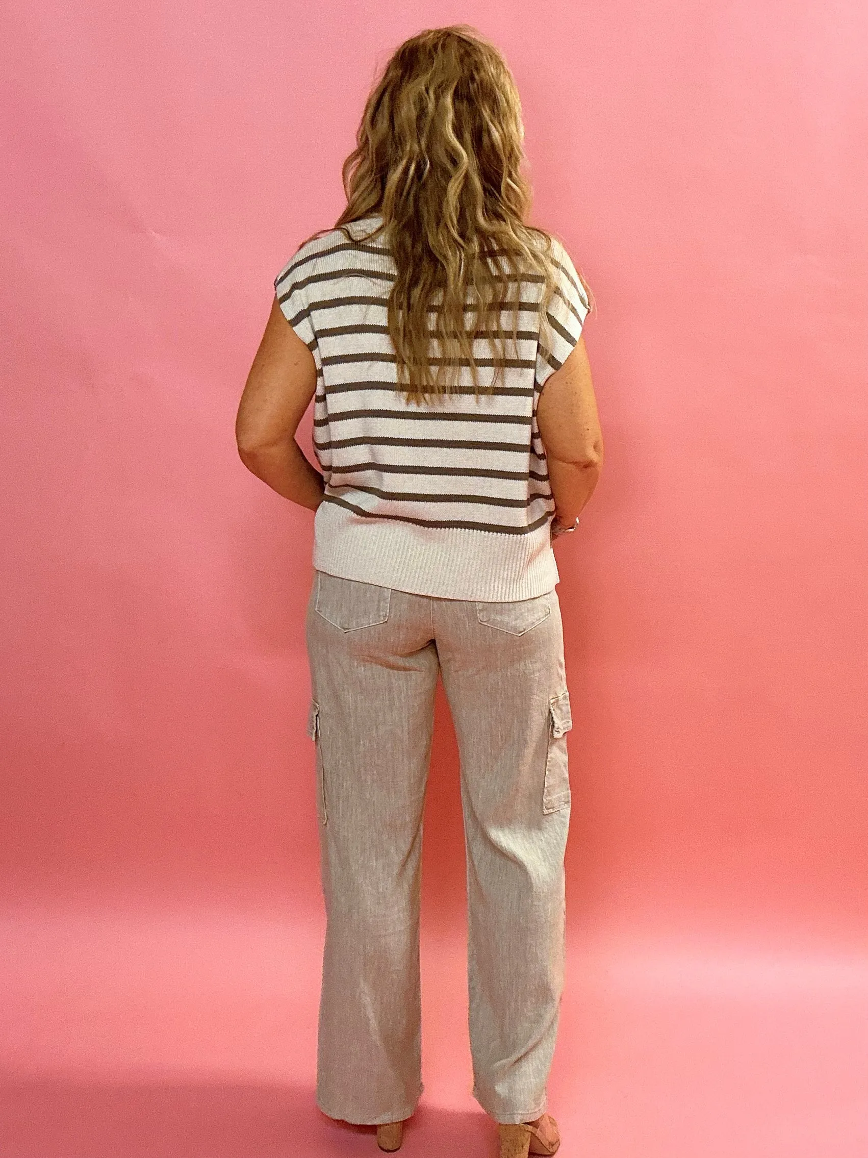 Akia Cargo Wide Leg Linen Blend Pants