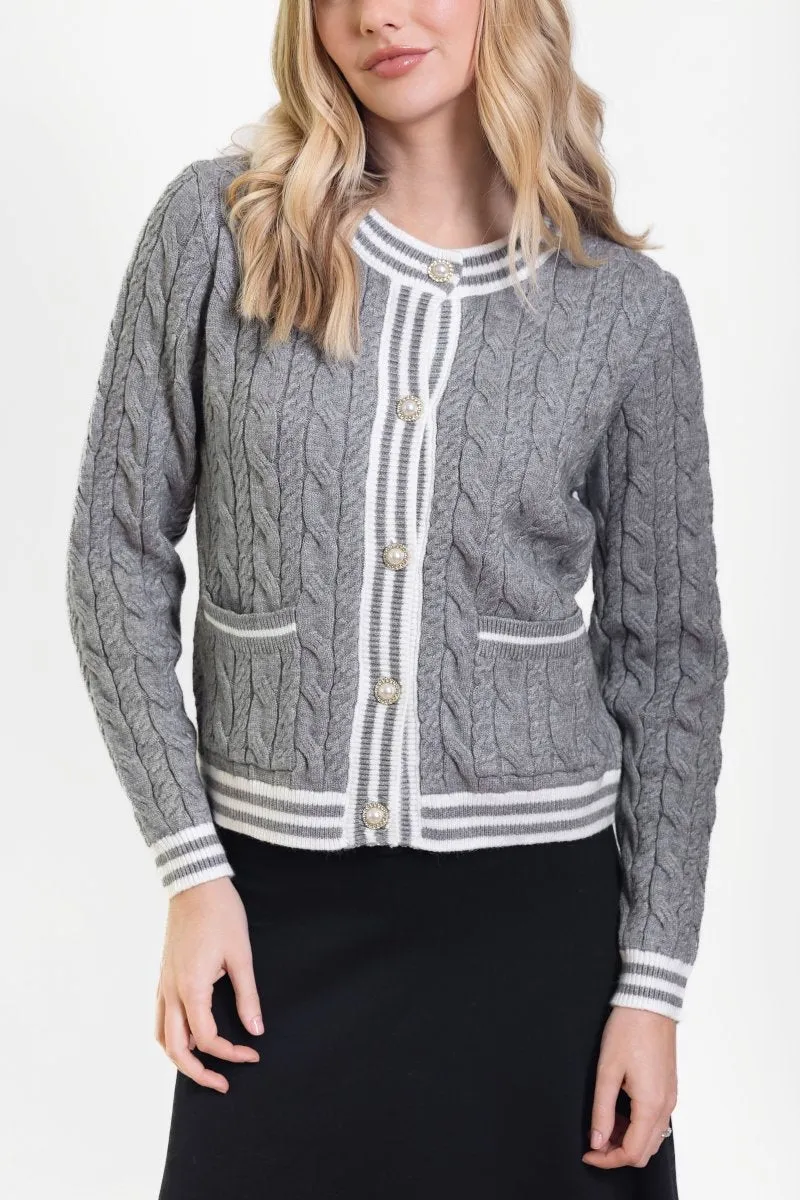 ANN CARDIGAN (GRAY/IVORY)