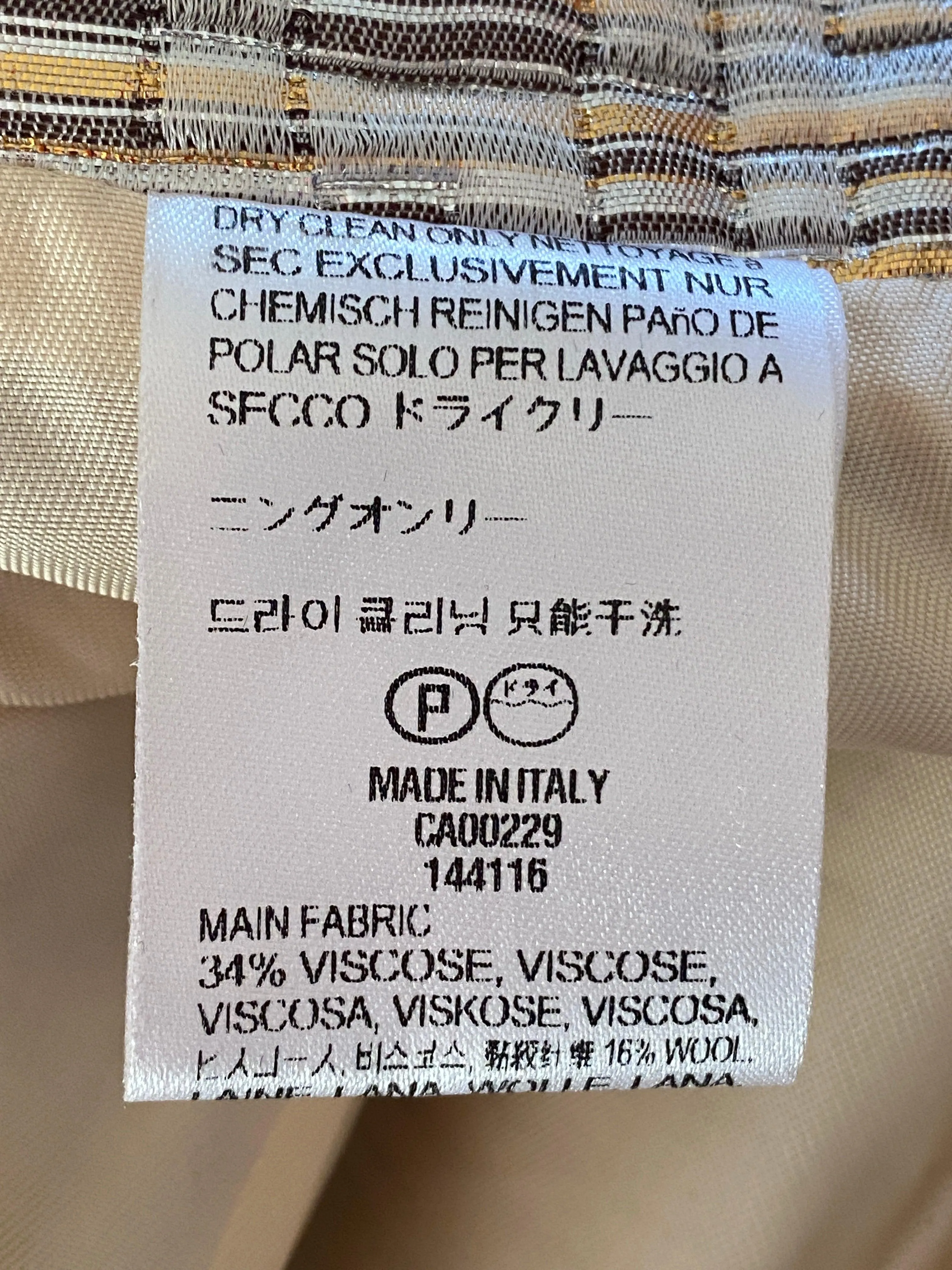Aquascutum Gold and Silver Tones Skirt UK Size 12