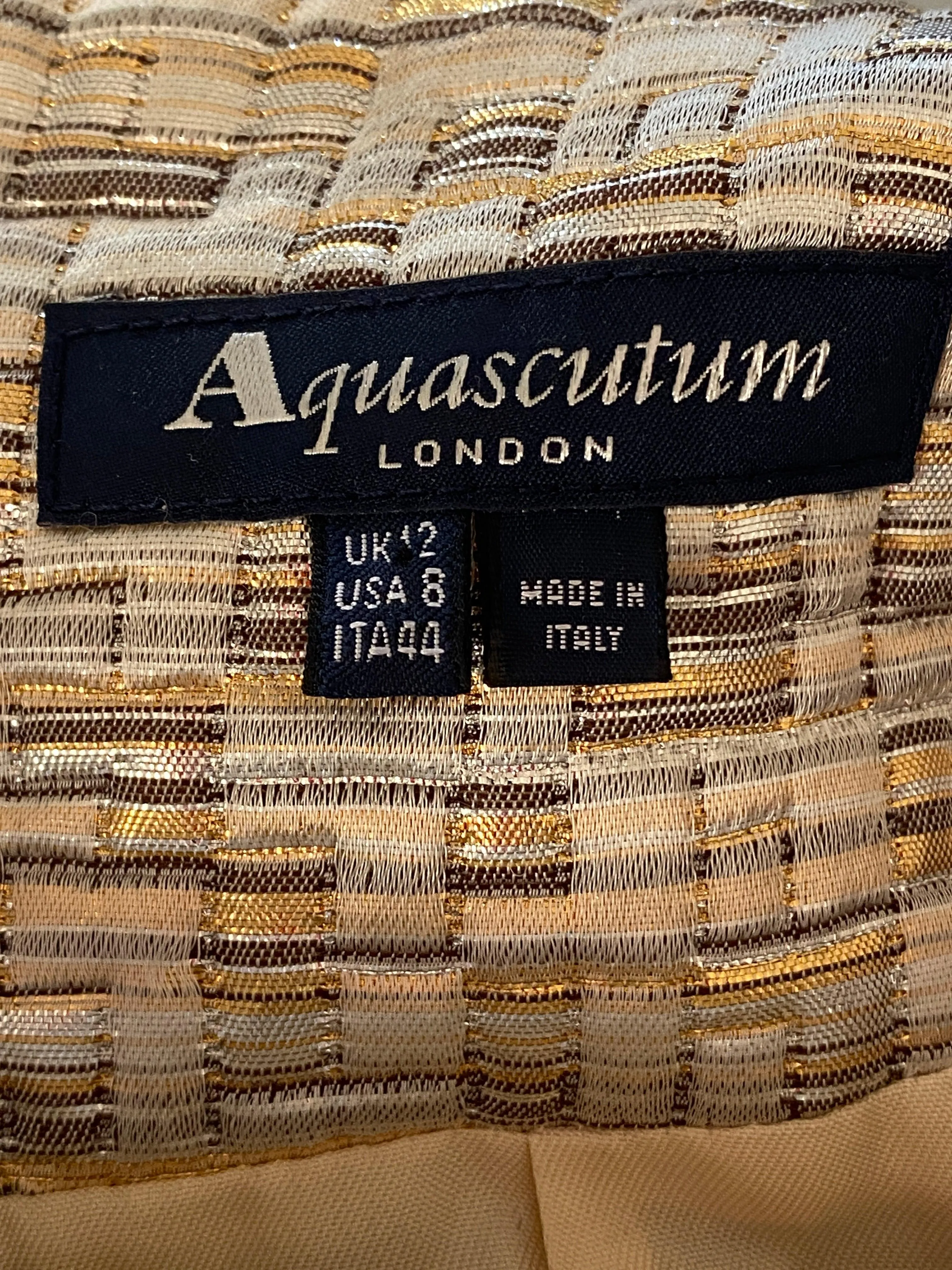 Aquascutum Gold and Silver Tones Skirt UK Size 12
