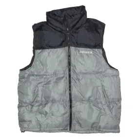 AVIREX Mens Puffer Gilet Silver Hooded Colourblock L