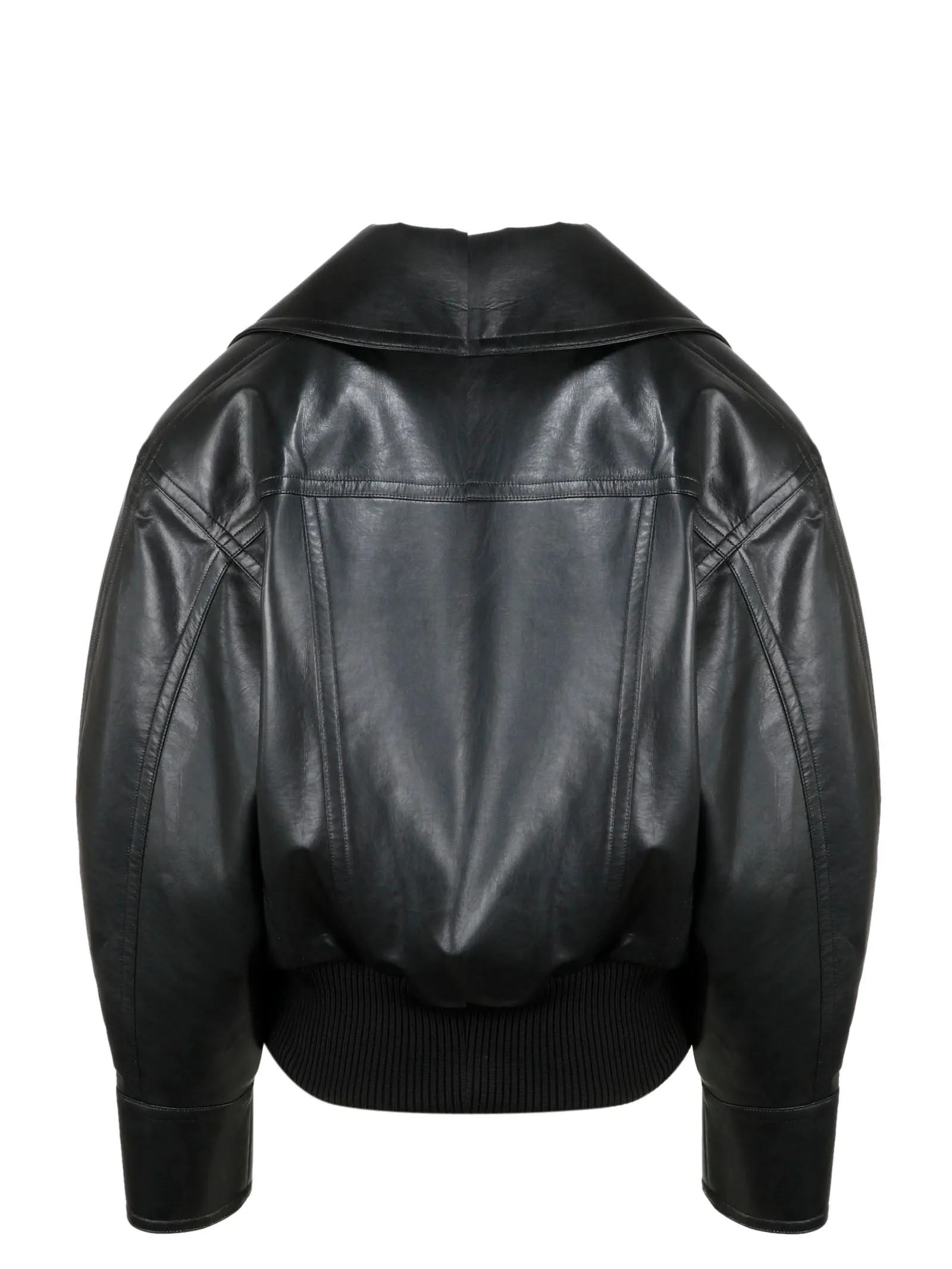Balmain Oversized Leather Bomber Jacket