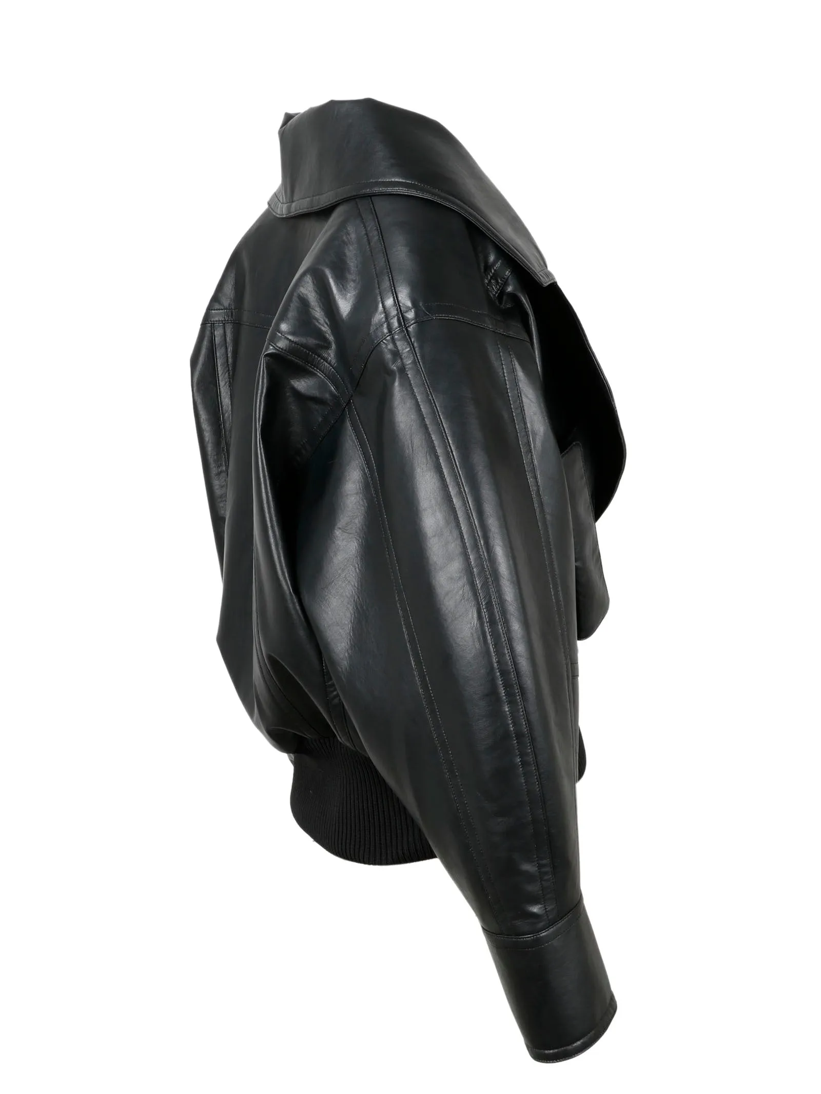 Balmain Oversized Leather Bomber Jacket