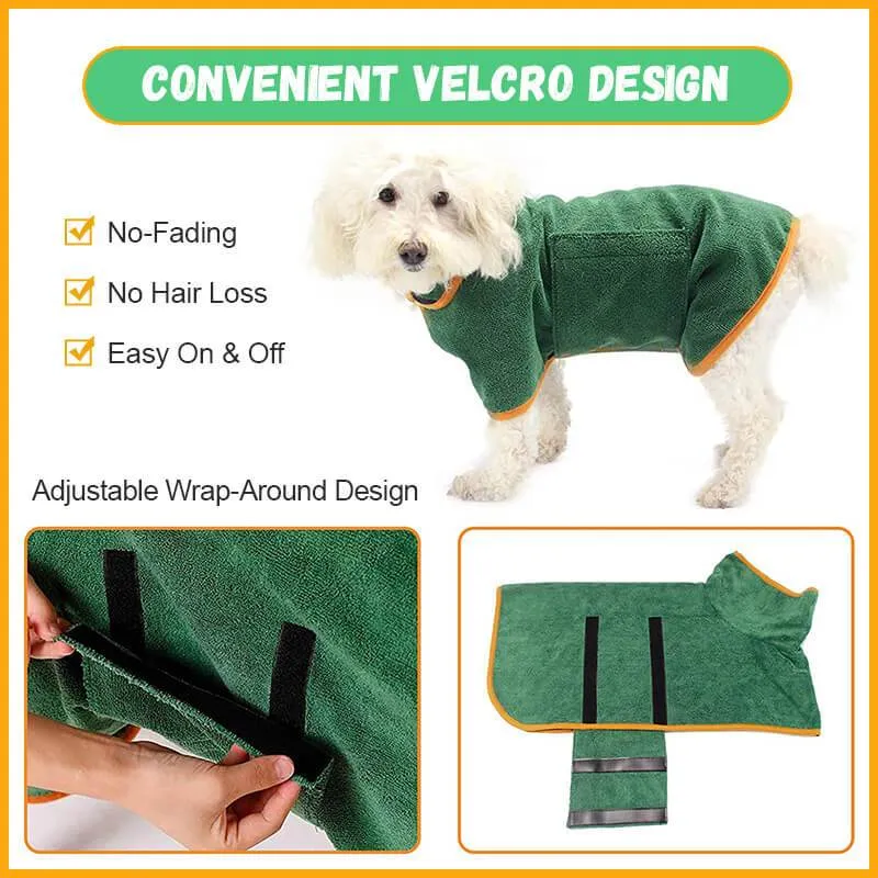 Best Super Absorbent Pet Bathrobe Bath Towel Microfiber Pet Gown Shower