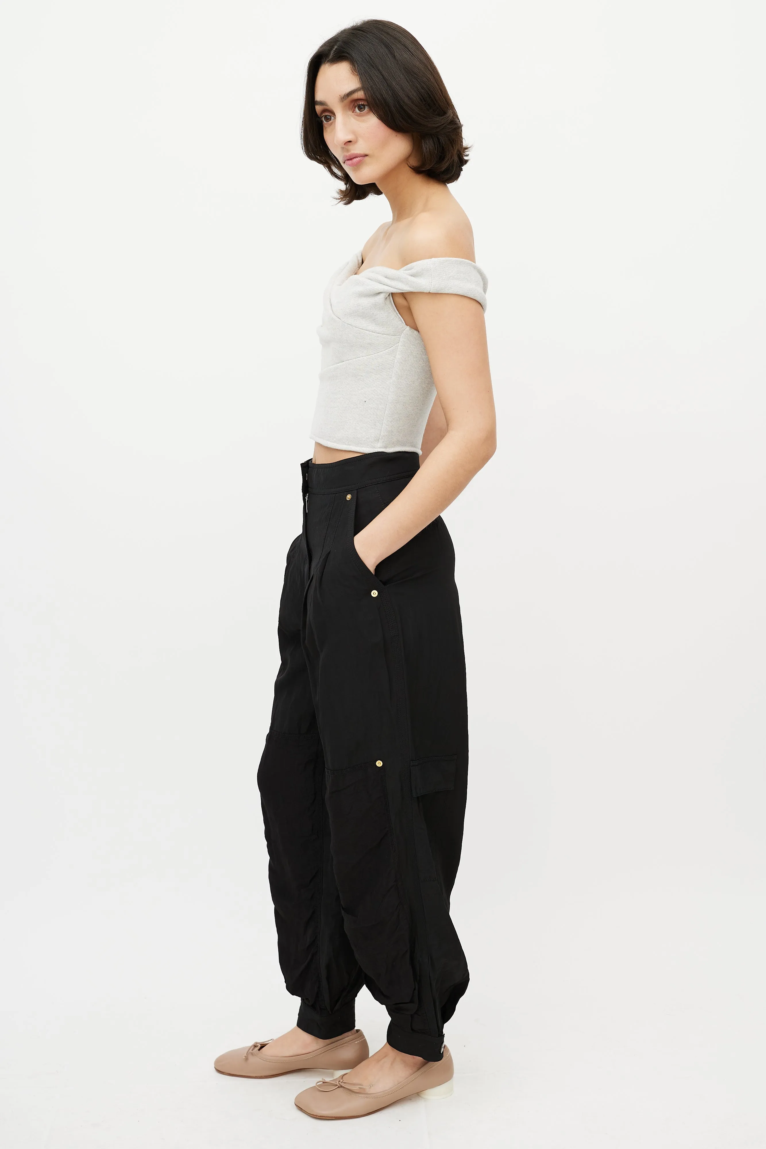 Black High Waisted Cargo Pant