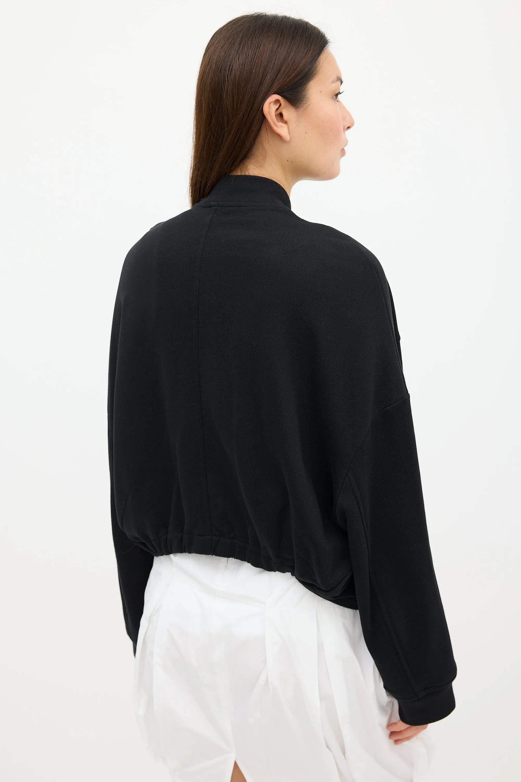 Black Oversized Cinched Bomber Jacket