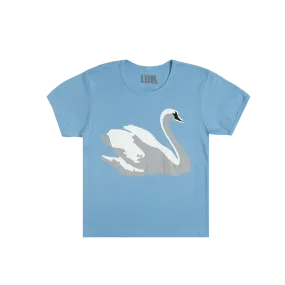 Blue Cropped T-Shirt With Swan