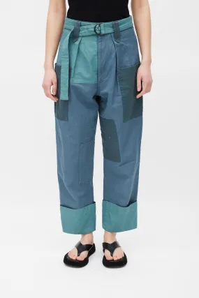 Blue Panelled Keyega Cargo Trouser