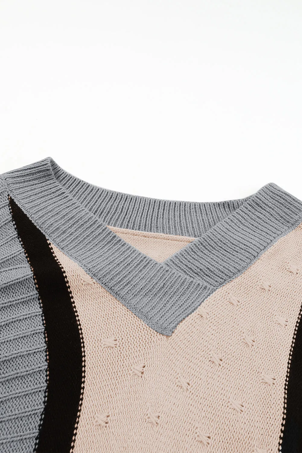 Blue Zone Planet |  Apricot Mixed Boucl Color Block Plus Size Sweater Dress