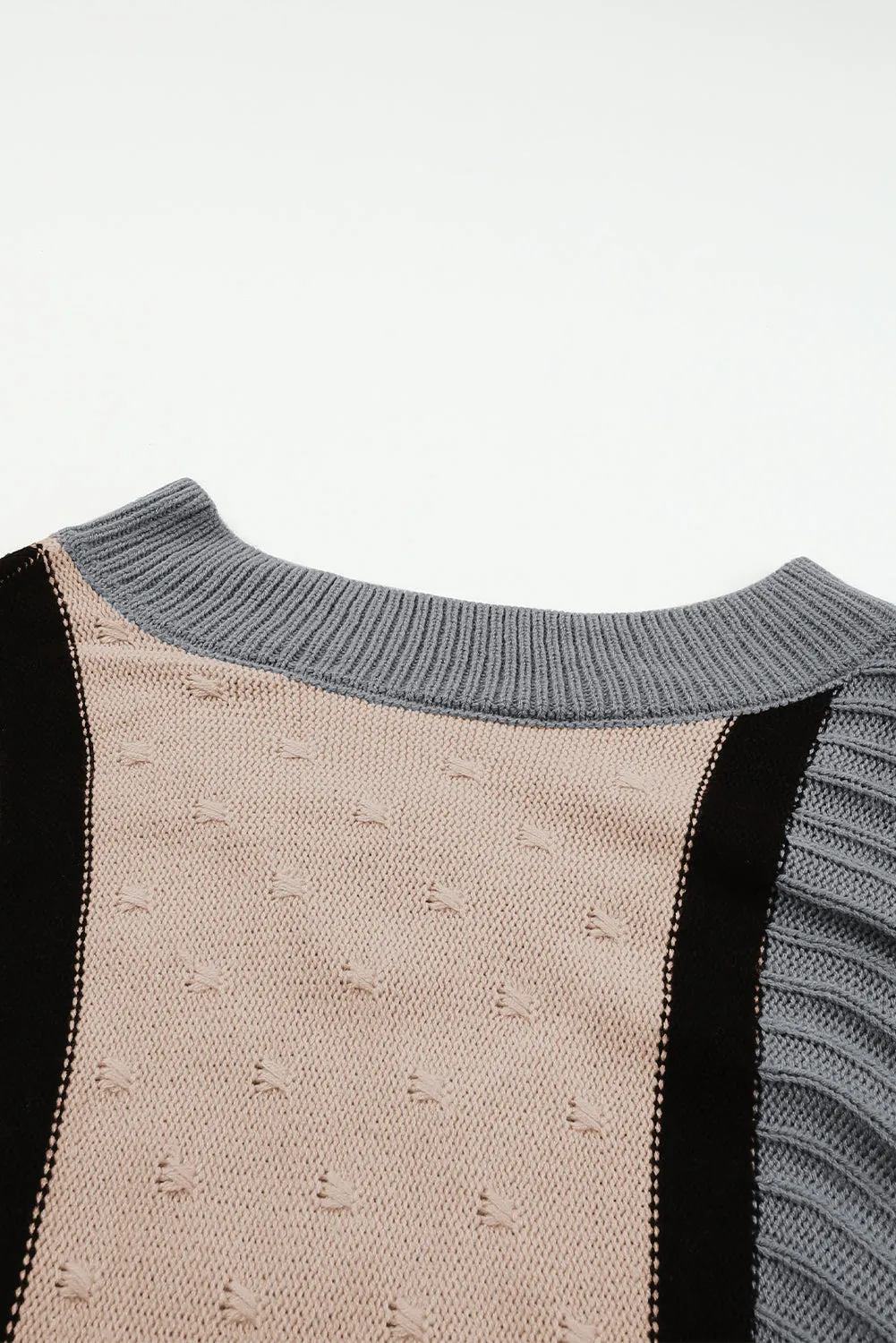 Blue Zone Planet |  Apricot Mixed Boucl Color Block Plus Size Sweater Dress