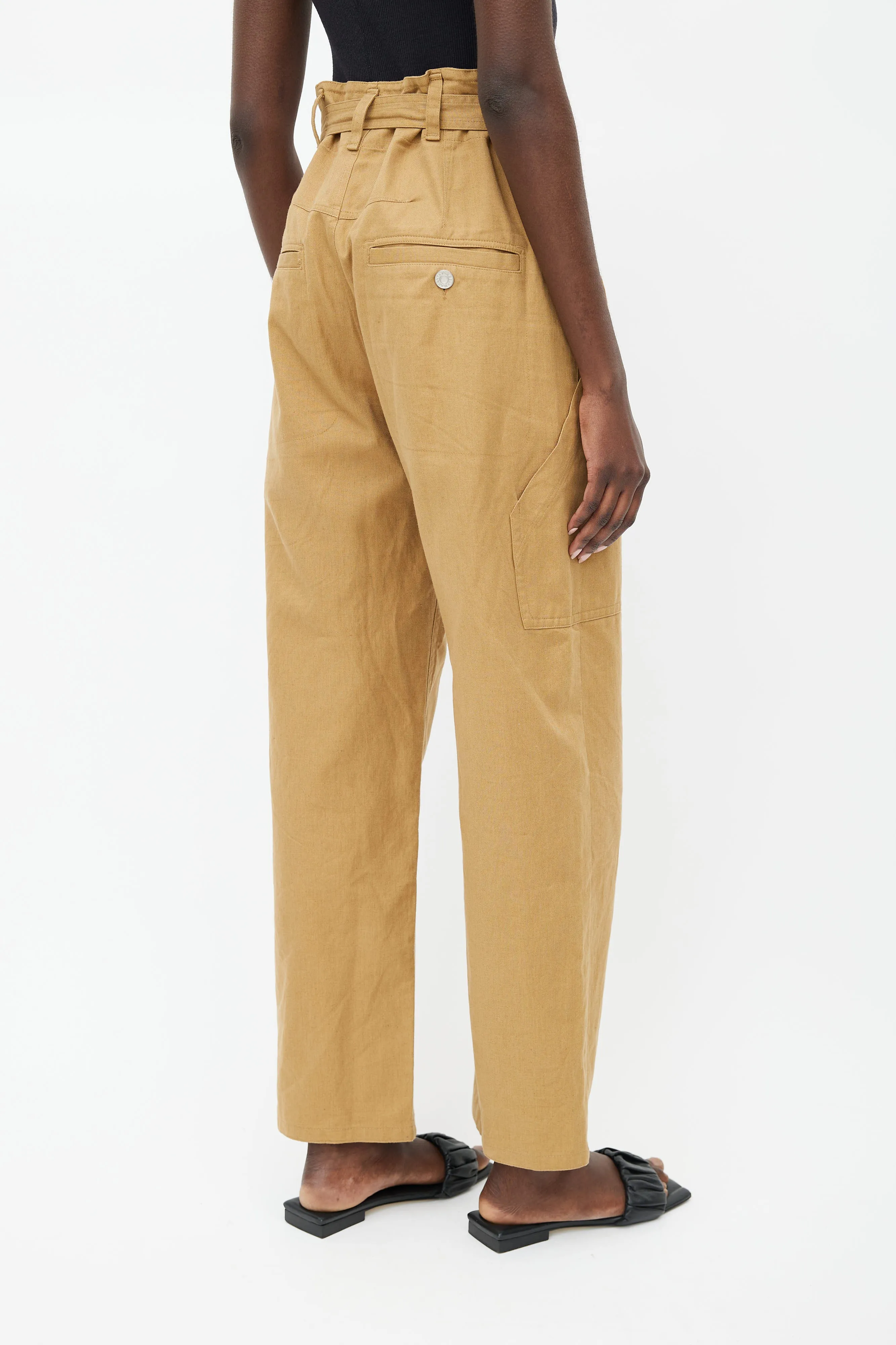 Brown Paggy Belted Pant