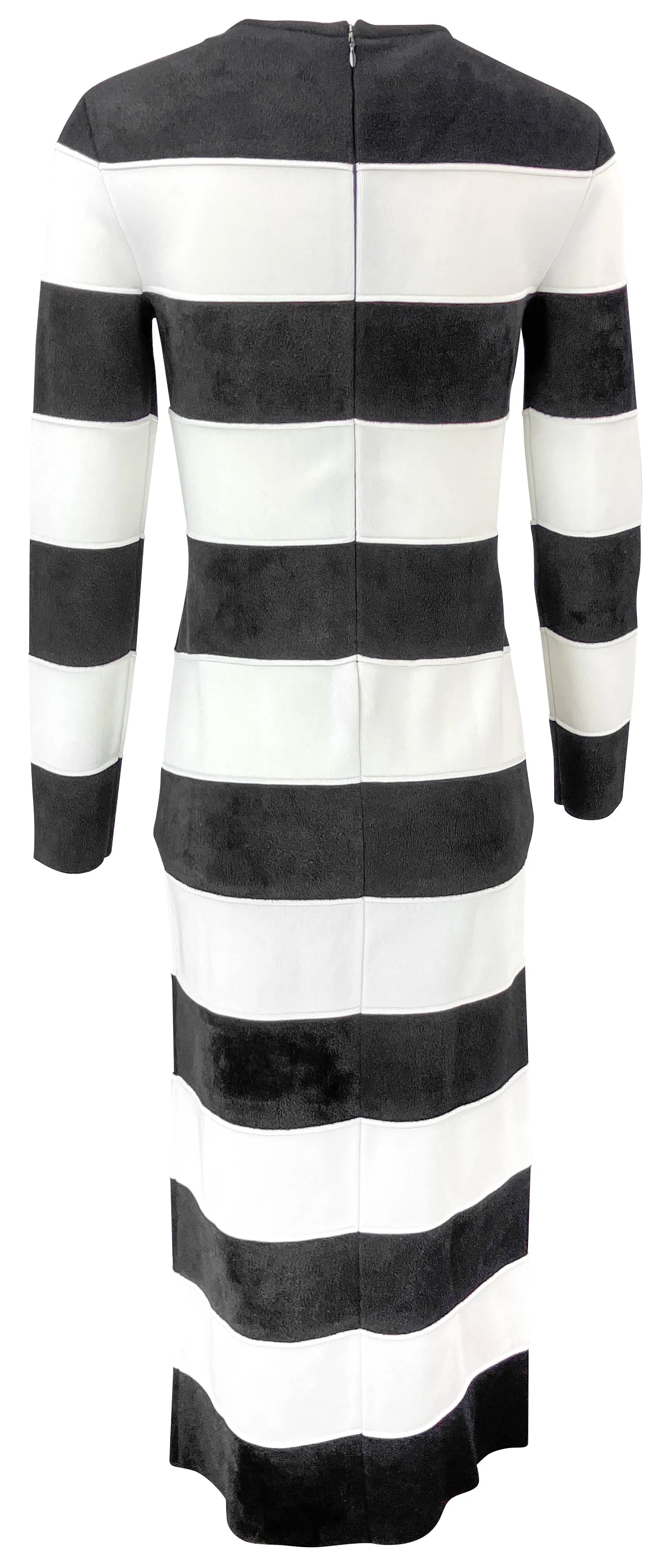 Carolina Herrera Striped Knitted Midi Dress in Black/White