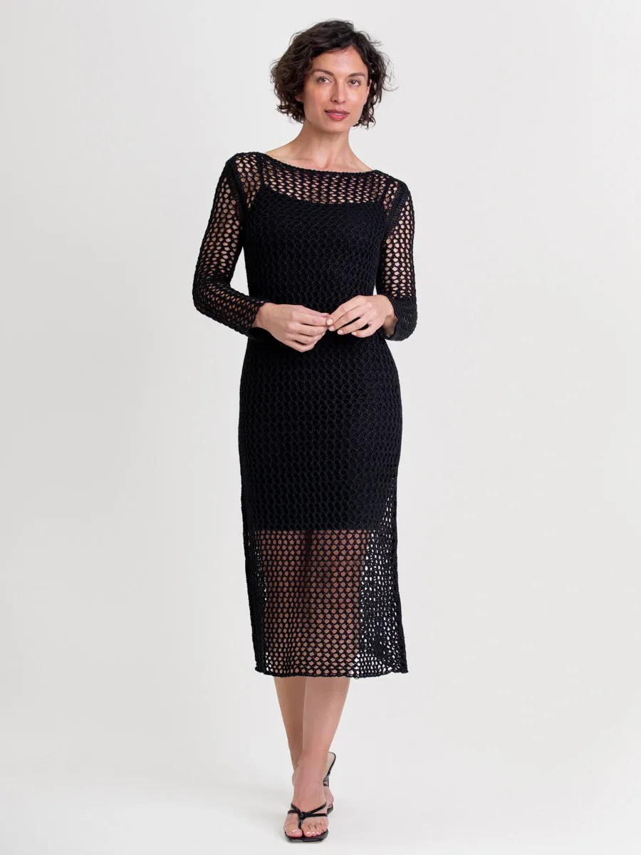 CROCHET LINEN DRESS W/ LINING