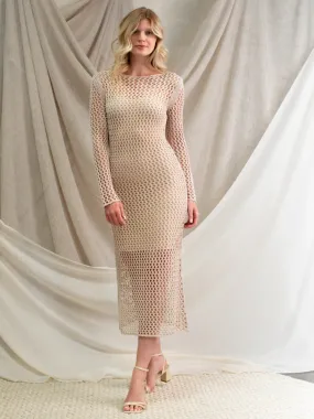 CROCHET LINEN DRESS W/ LINING