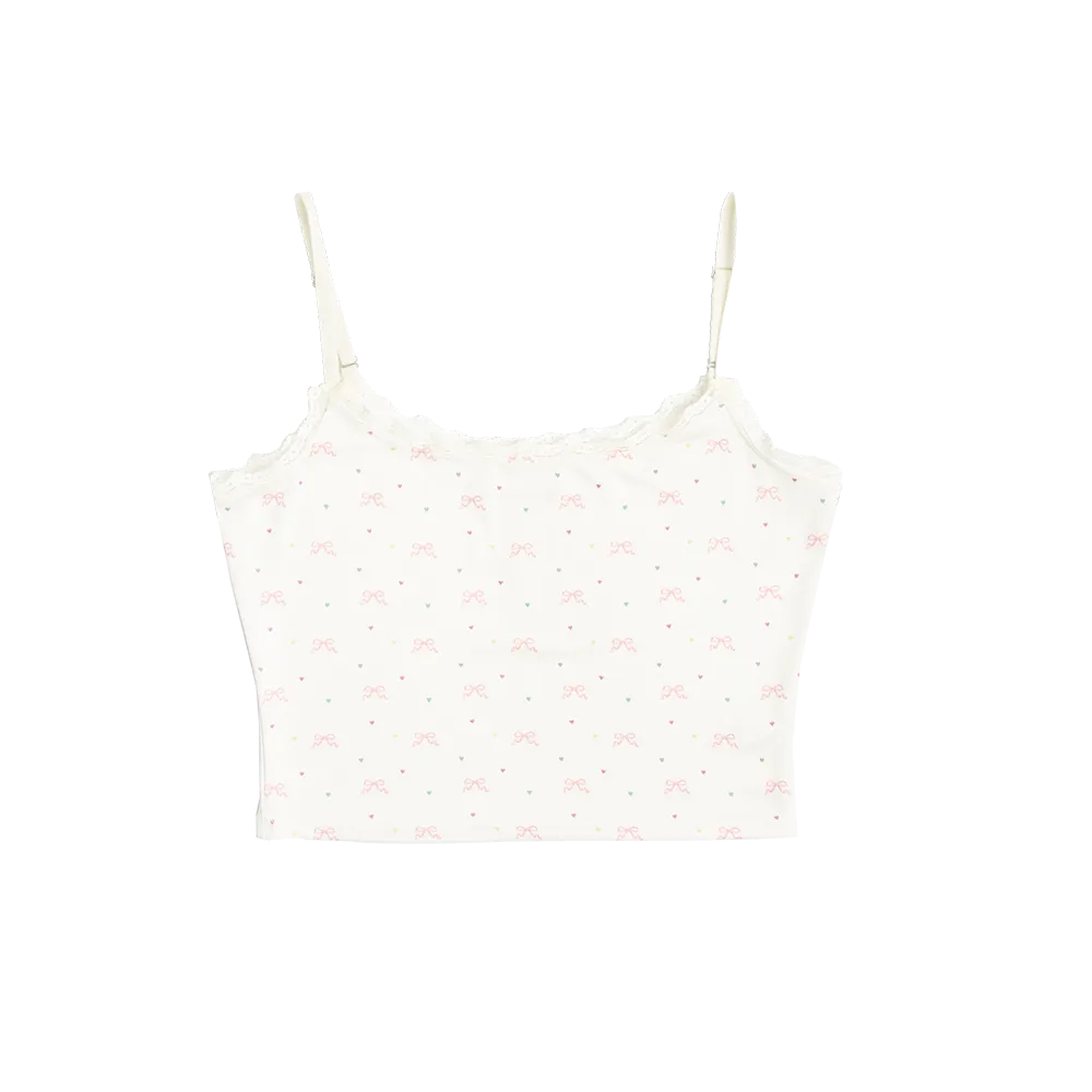 Crop Cami Tank Top In Bow Print