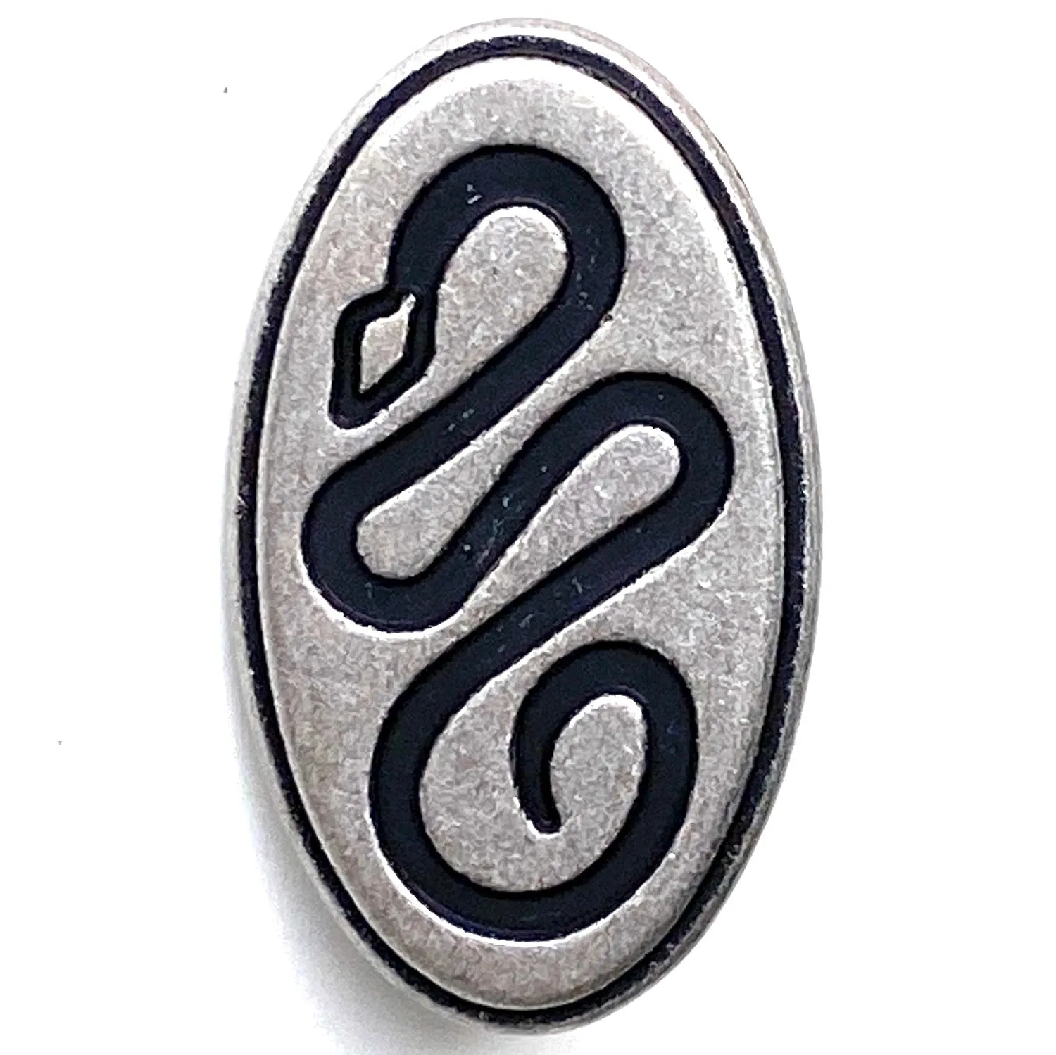 DEEPER SALE Snake, Southwest Style Oval Shank Back Metal Button, Silver/Black 1"x 5/8",  #SWC-96   Just 80¢ each