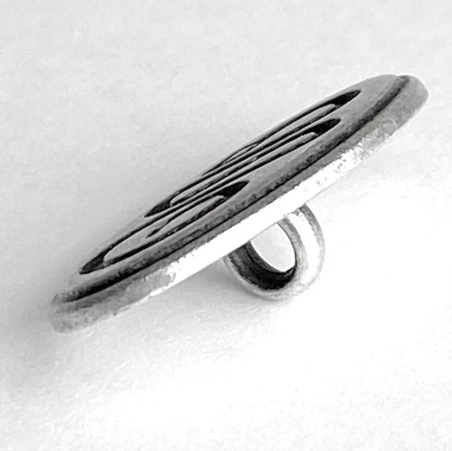 DEEPER SALE Snake, Southwest Style Oval Shank Back Metal Button, Silver/Black 1"x 5/8",  #SWC-96   Just 80¢ each