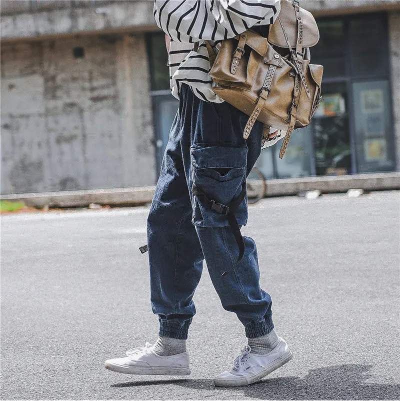 Elastic Waist Tactical Cargo Pocket Thick Track Sweat Pants