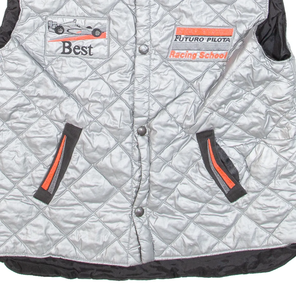FUTURO PILOTA Racinf School Boys Quilted Gilet Silver 9-10Y