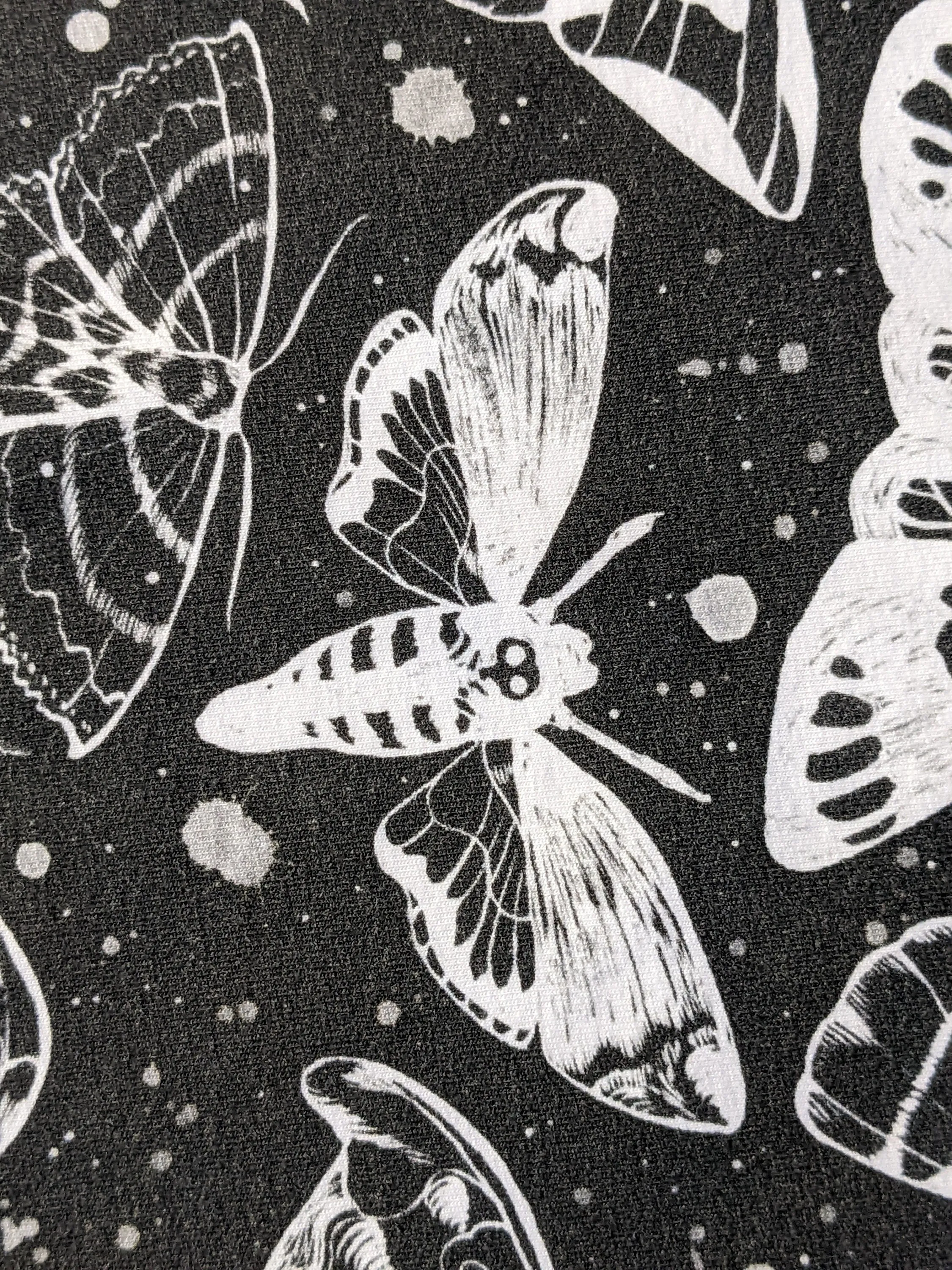 Goth Baby Swaddle,Witchy White Moths Blanket   Headband or Hat,Heavy Metal Baby,Death Moth Blanket,Paint Splatter Print,Fantasy Baby