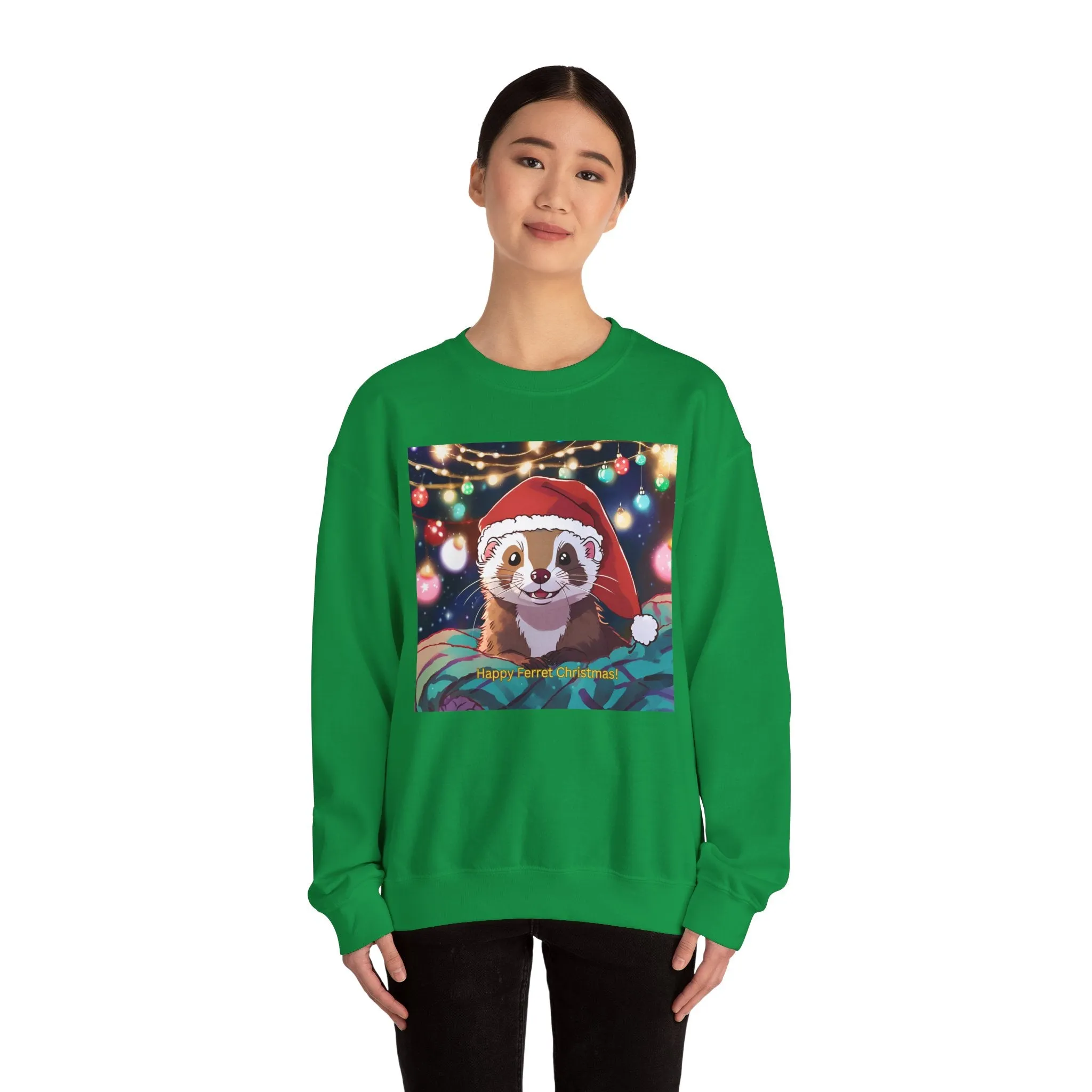 Happy Ferret Christmas Sweatshirt – Unisex Heavy Blend™ Crewneck
