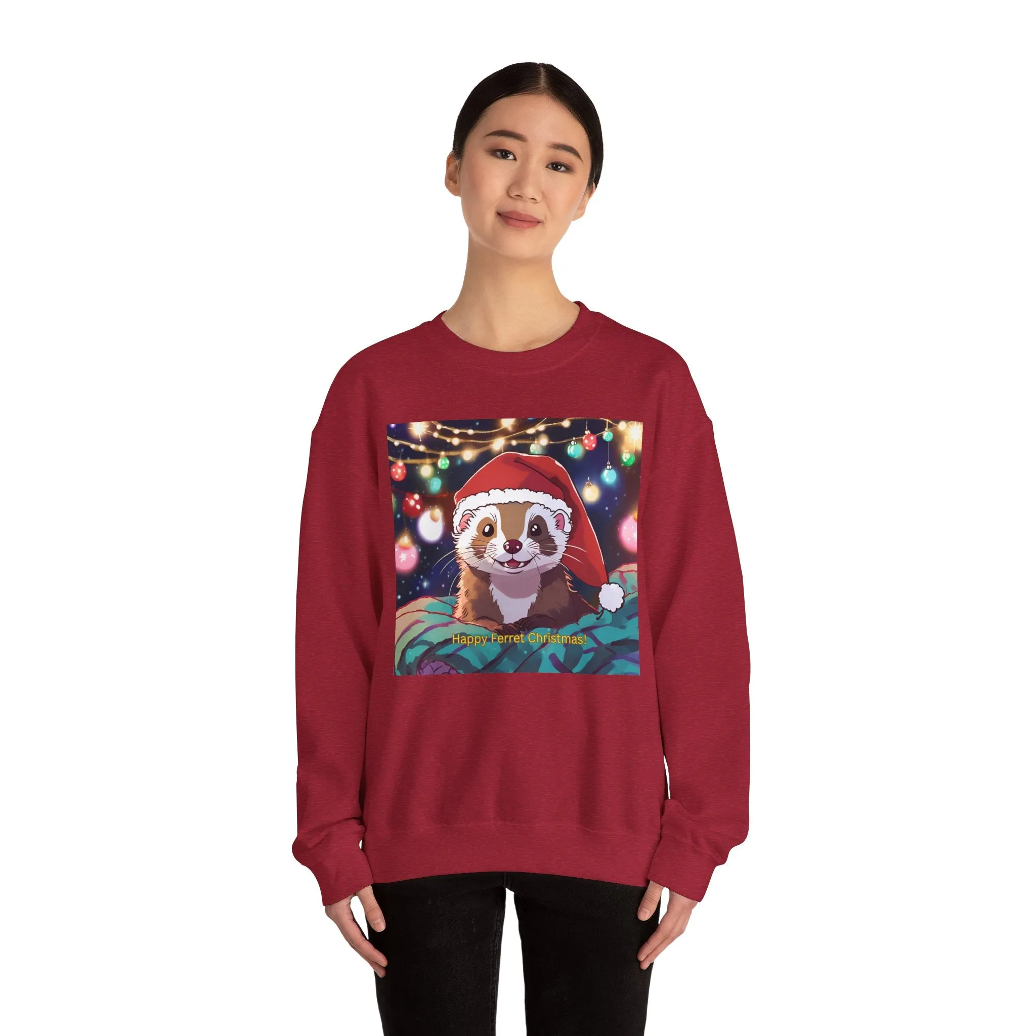 Happy Ferret Christmas Sweatshirt – Unisex Heavy Blend™ Crewneck