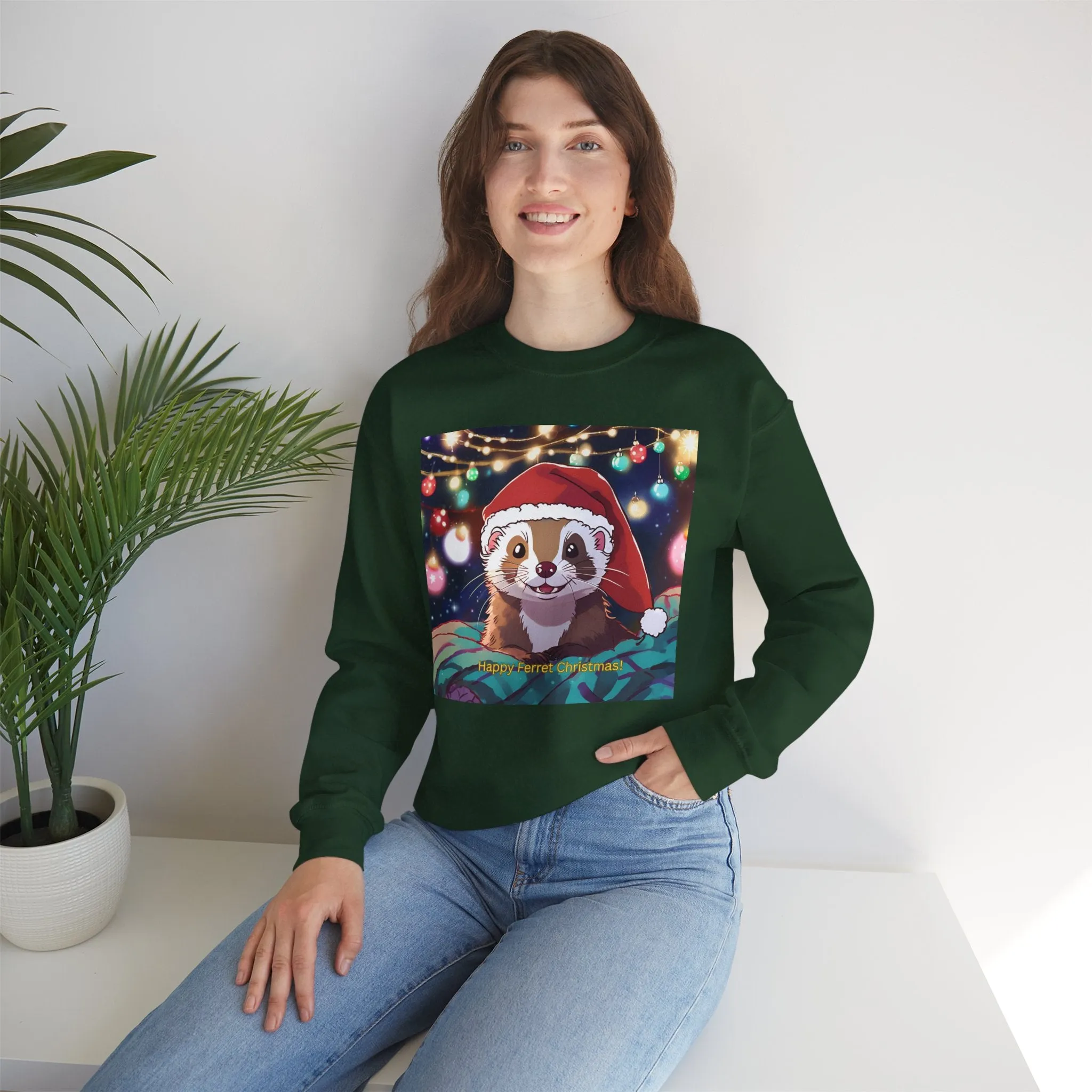 Happy Ferret Christmas Sweatshirt – Unisex Heavy Blend™ Crewneck