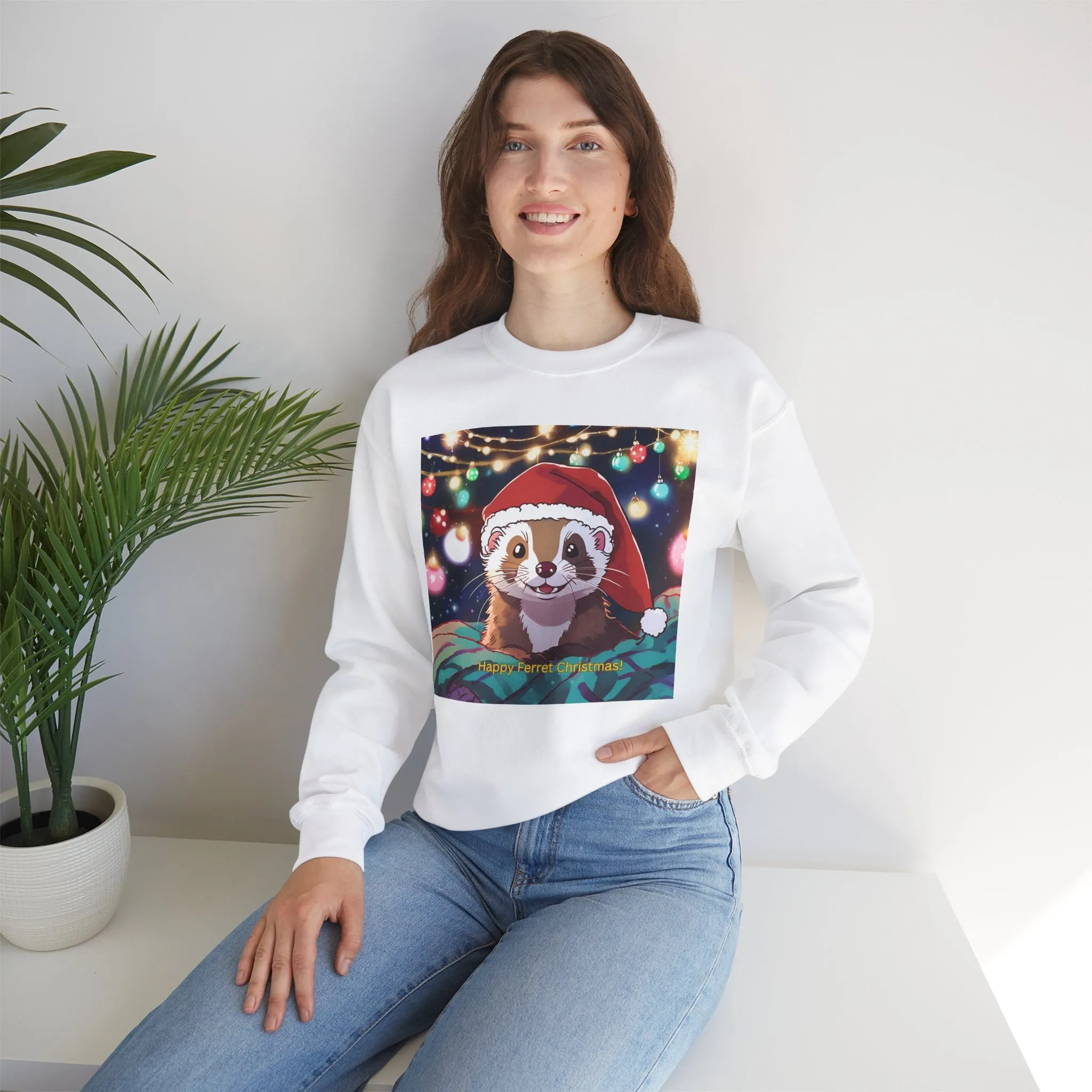 Happy Ferret Christmas Sweatshirt – Unisex Heavy Blend™ Crewneck
