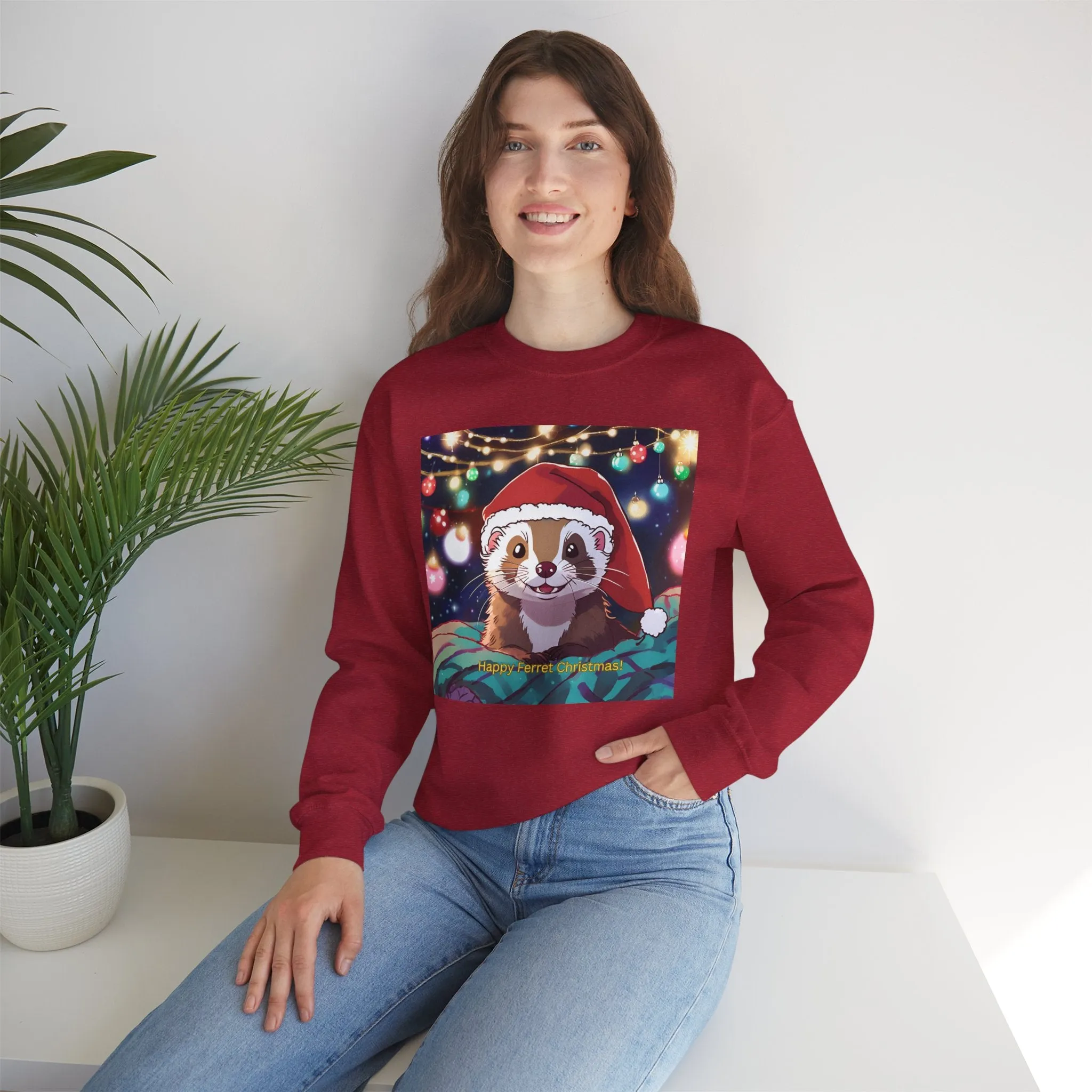 Happy Ferret Christmas Sweatshirt – Unisex Heavy Blend™ Crewneck