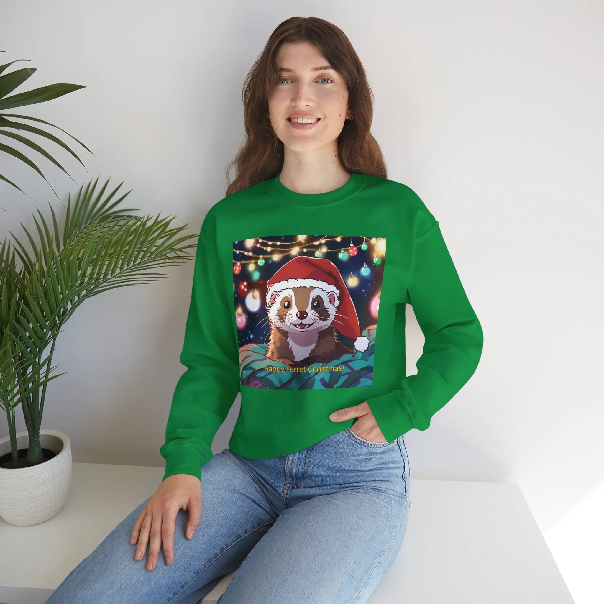 Happy Ferret Christmas Sweatshirt – Unisex Heavy Blend™ Crewneck