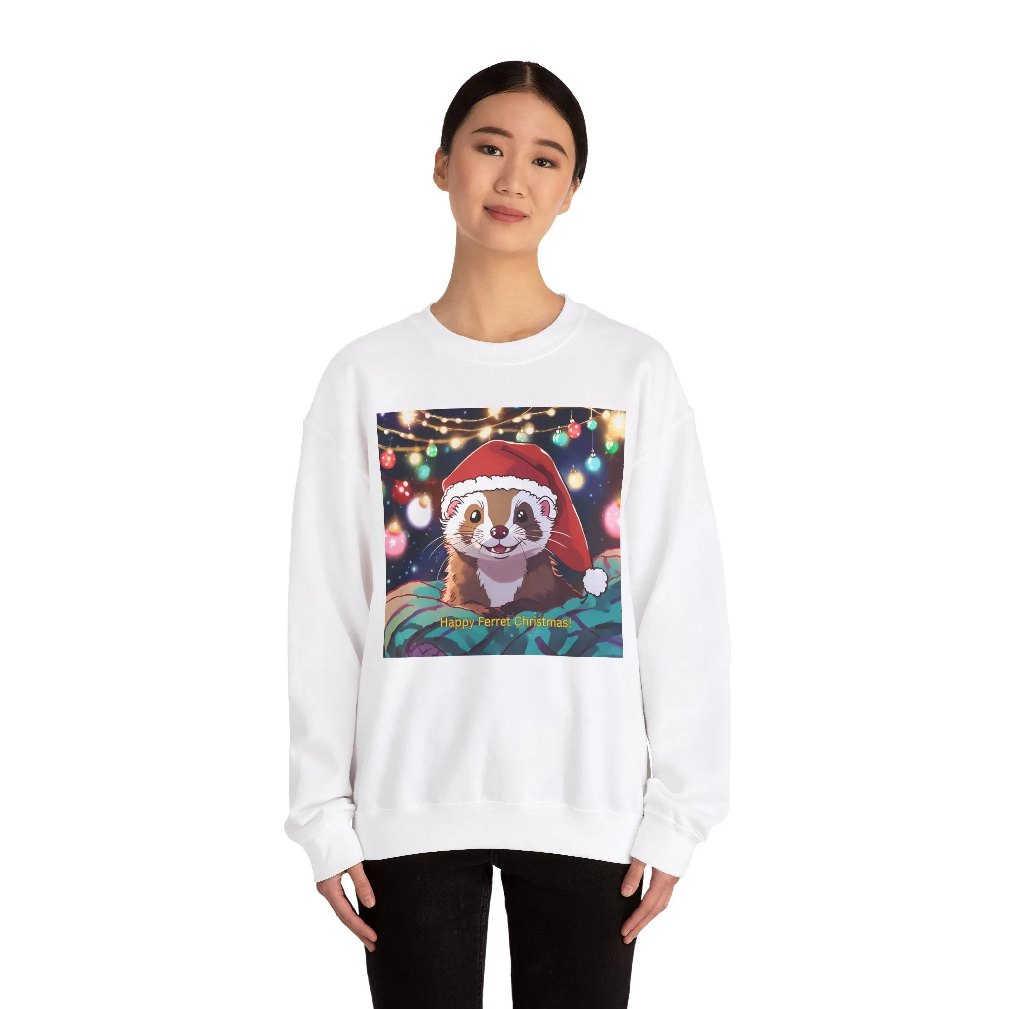 Happy Ferret Christmas Sweatshirt – Unisex Heavy Blend™ Crewneck