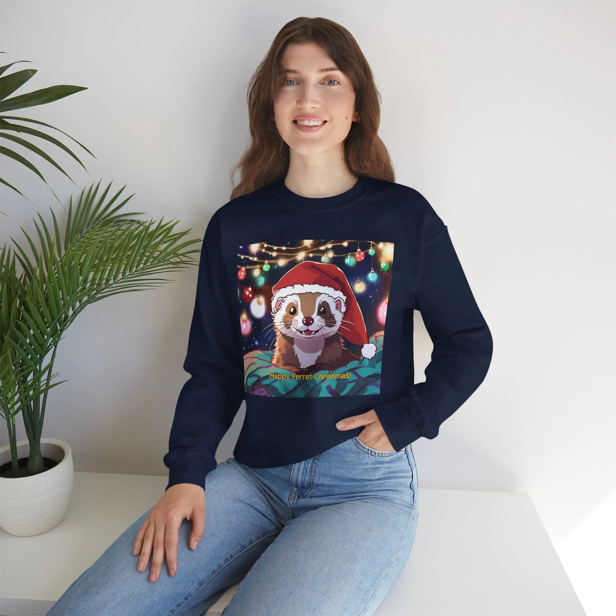 Happy Ferret Christmas Sweatshirt – Unisex Heavy Blend™ Crewneck