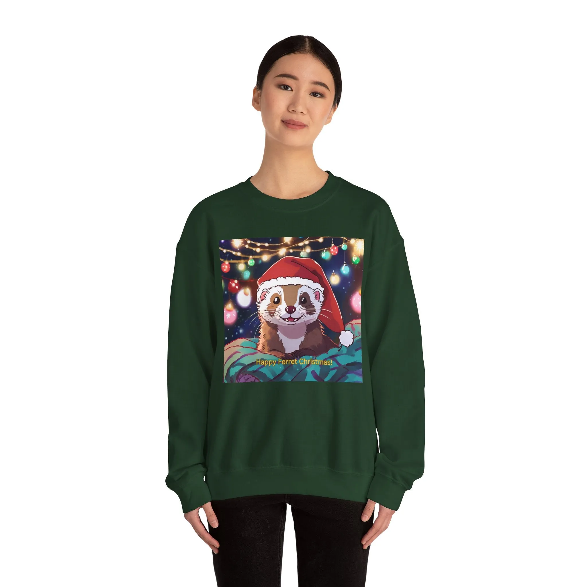 Happy Ferret Christmas Sweatshirt – Unisex Heavy Blend™ Crewneck