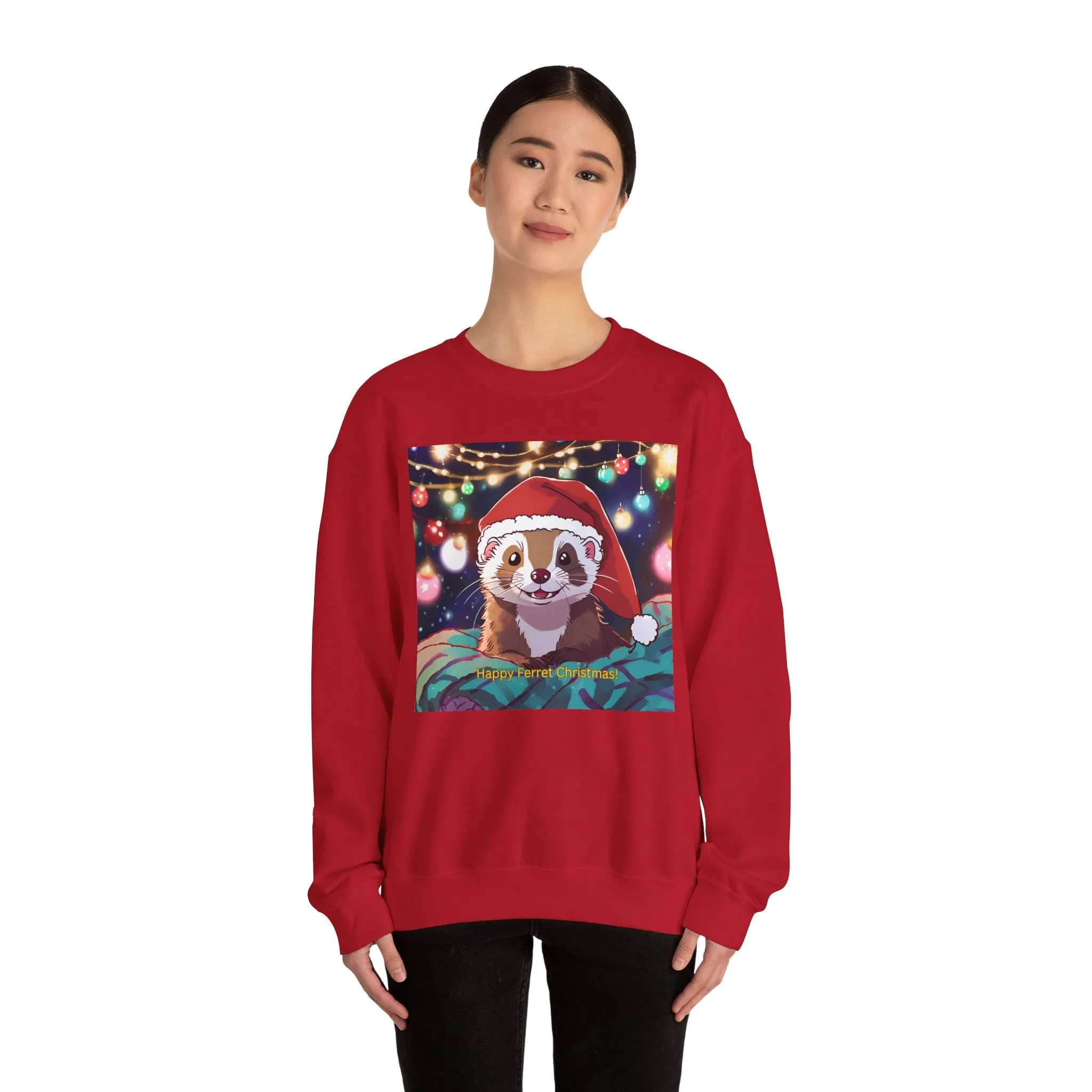 Happy Ferret Christmas Sweatshirt – Unisex Heavy Blend™ Crewneck