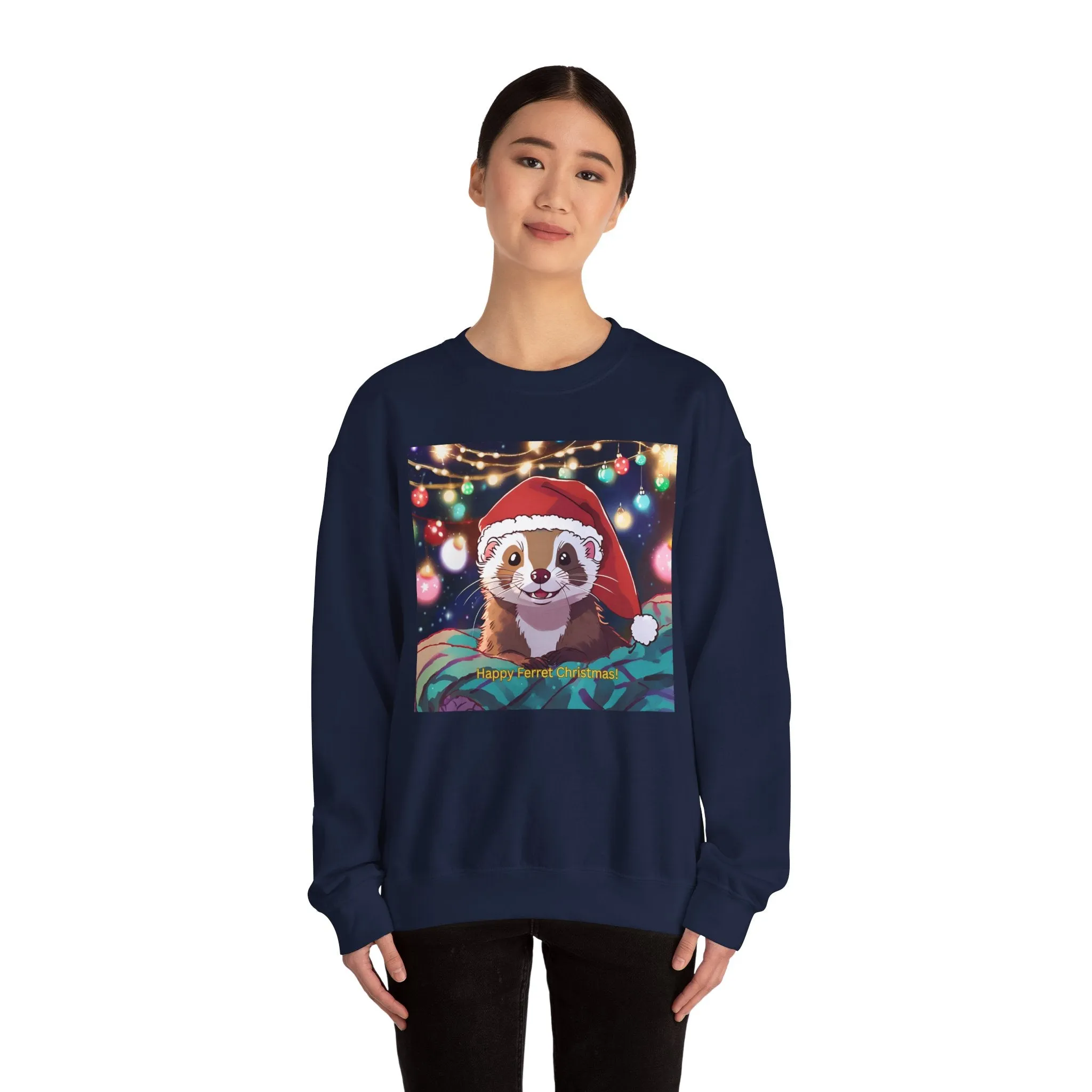 Happy Ferret Christmas Sweatshirt – Unisex Heavy Blend™ Crewneck