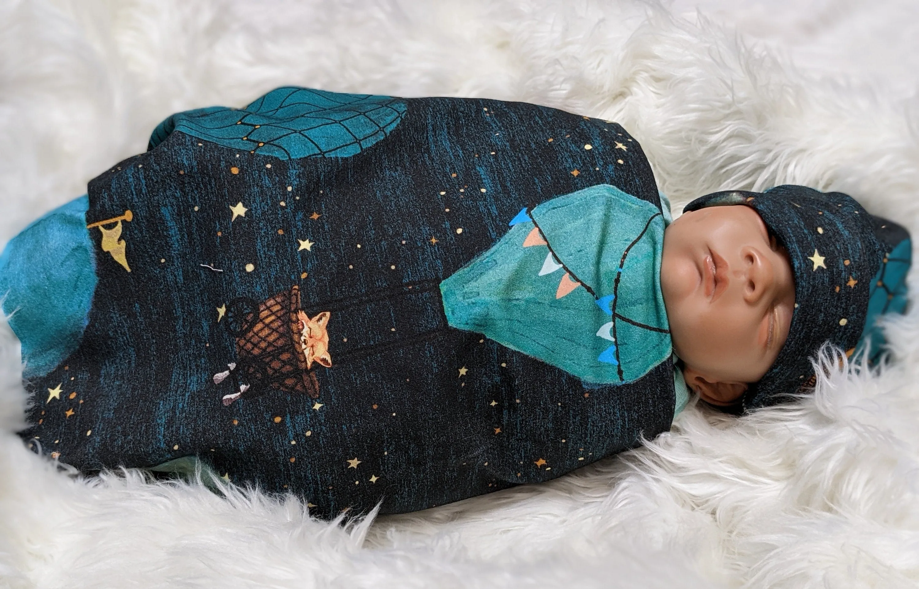 Hot Air Balloon Swaddle   Headband or Hat,Star Baby Blanket,Celestial,Woodland Animal Baby Blanket,Outdoor Adventure Awaits
