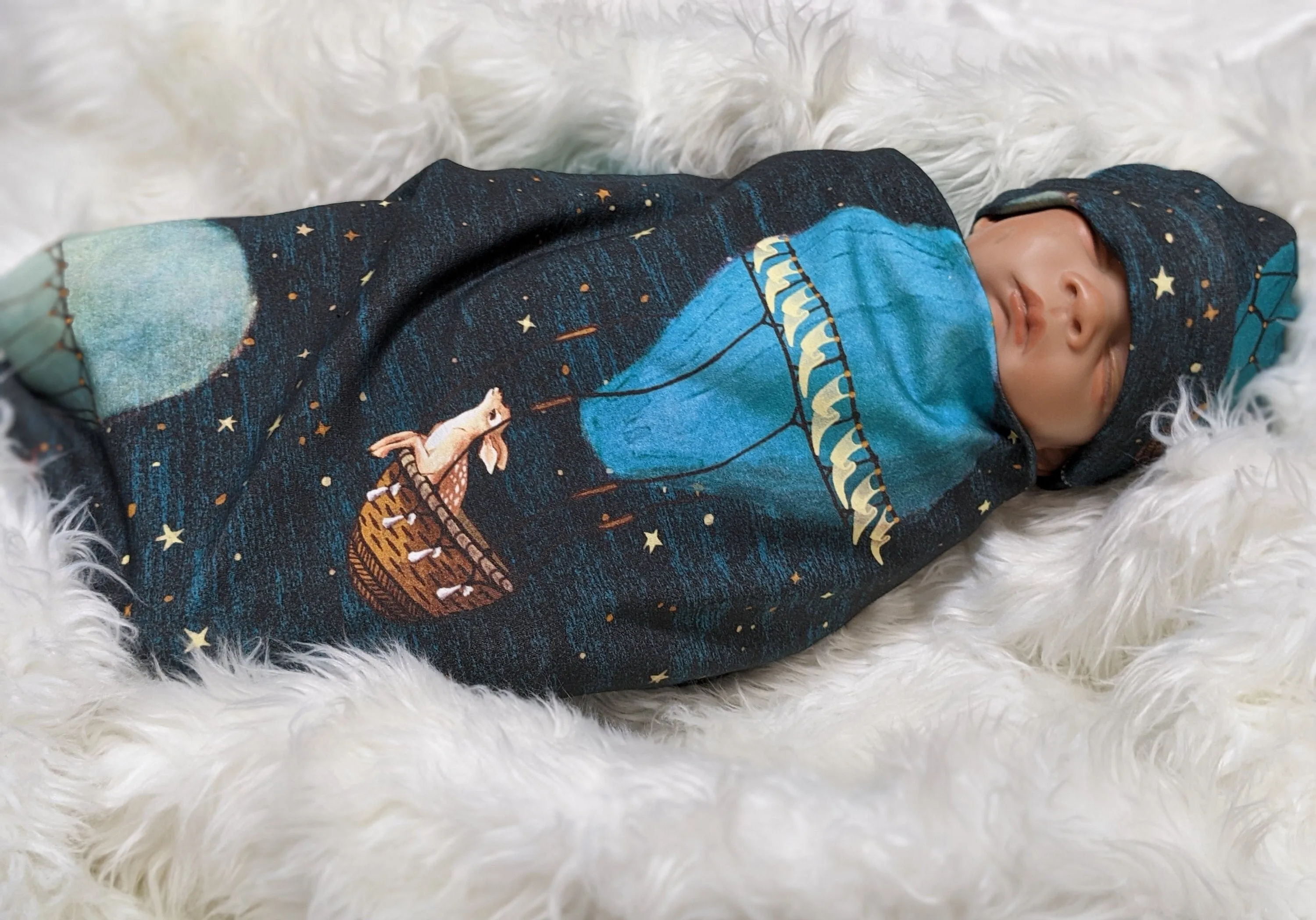 Hot Air Balloon Swaddle   Headband or Hat,Star Baby Blanket,Celestial,Woodland Animal Baby Blanket,Outdoor Adventure Awaits