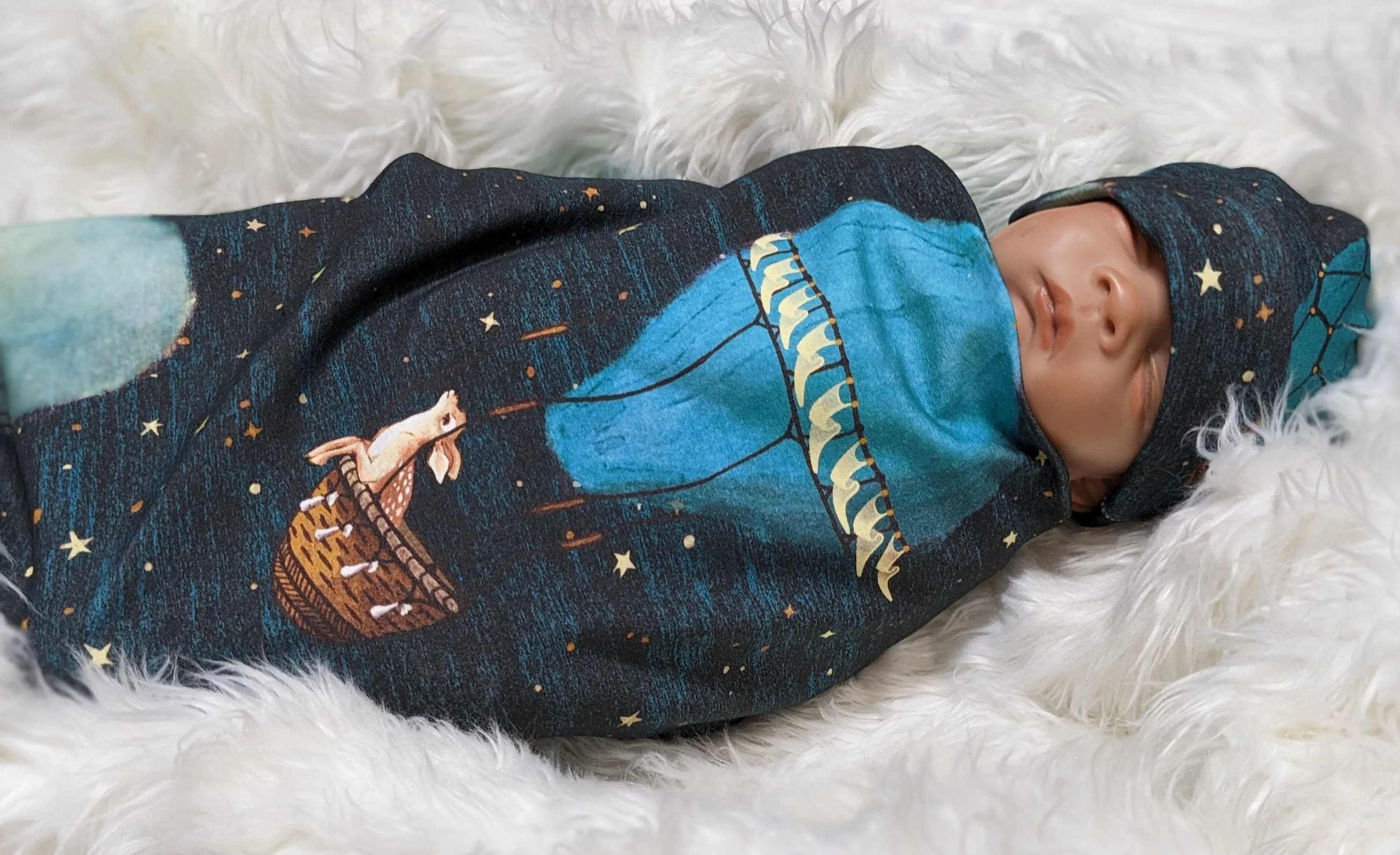 Hot Air Balloon Swaddle   Headband or Hat,Star Baby Blanket,Celestial,Woodland Animal Baby Blanket,Outdoor Adventure Awaits
