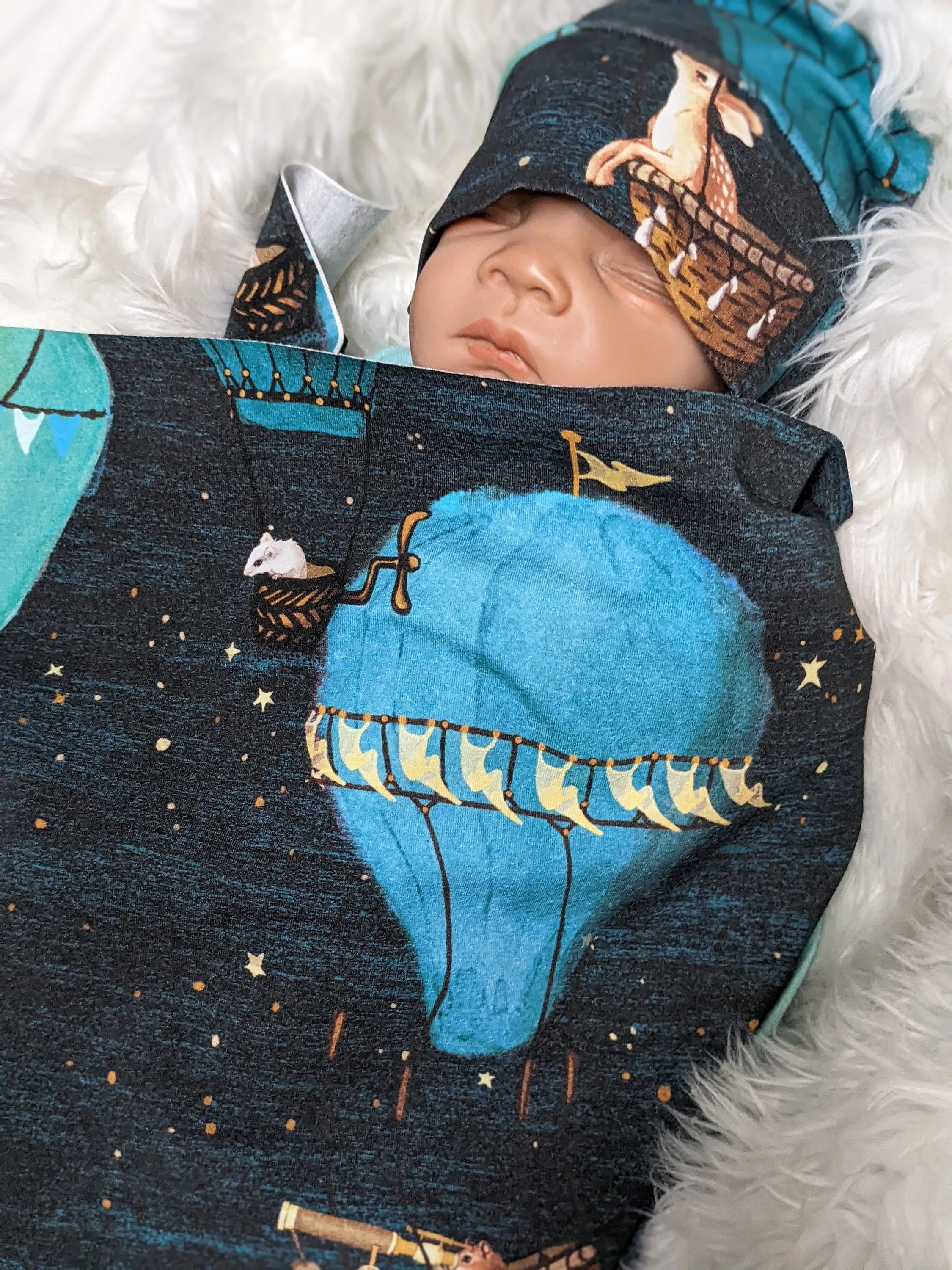 Hot Air Balloon Swaddle   Headband or Hat,Star Baby Blanket,Celestial,Woodland Animal Baby Blanket,Outdoor Adventure Awaits