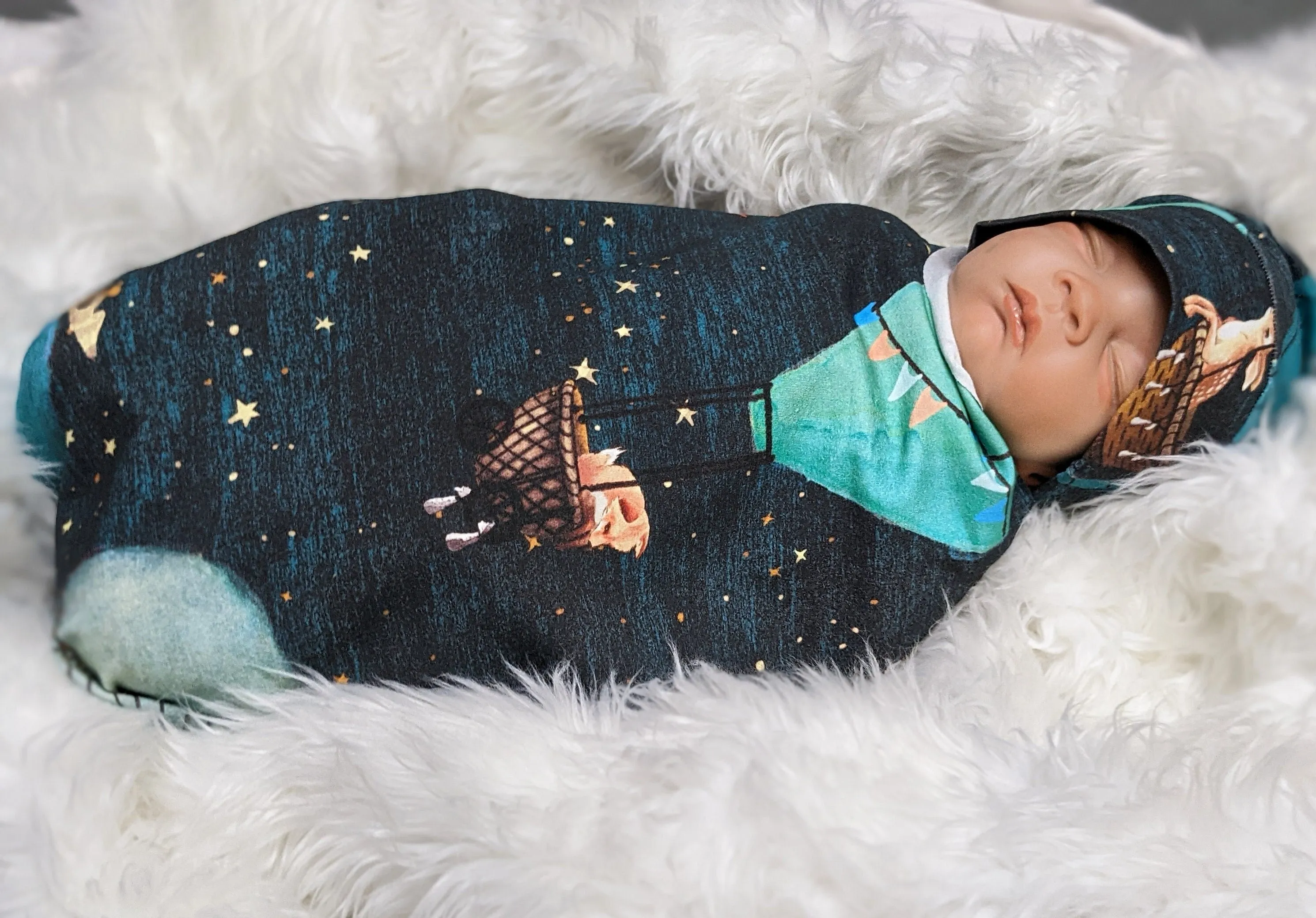 Hot Air Balloon Swaddle   Headband or Hat,Star Baby Blanket,Celestial,Woodland Animal Baby Blanket,Outdoor Adventure Awaits