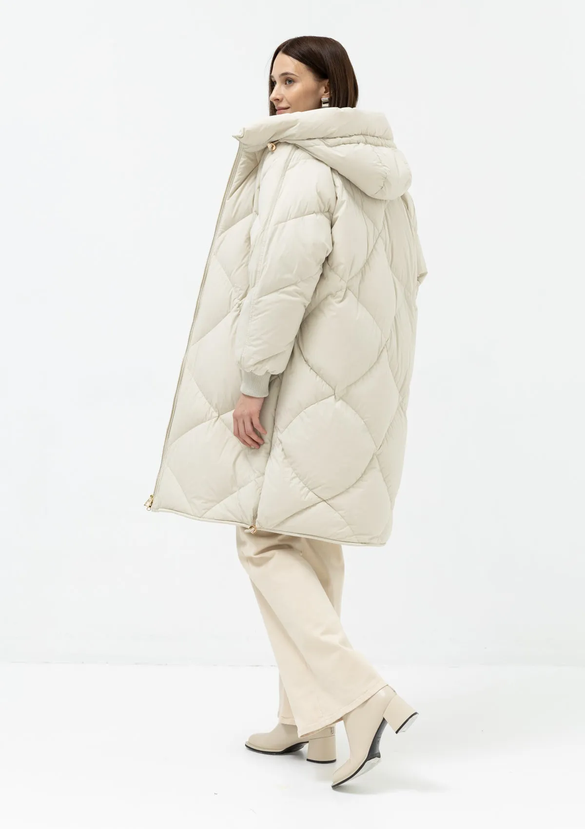Iris Luxe Japanese Stretch Hi-tech Fabric Down Hooded Coat
