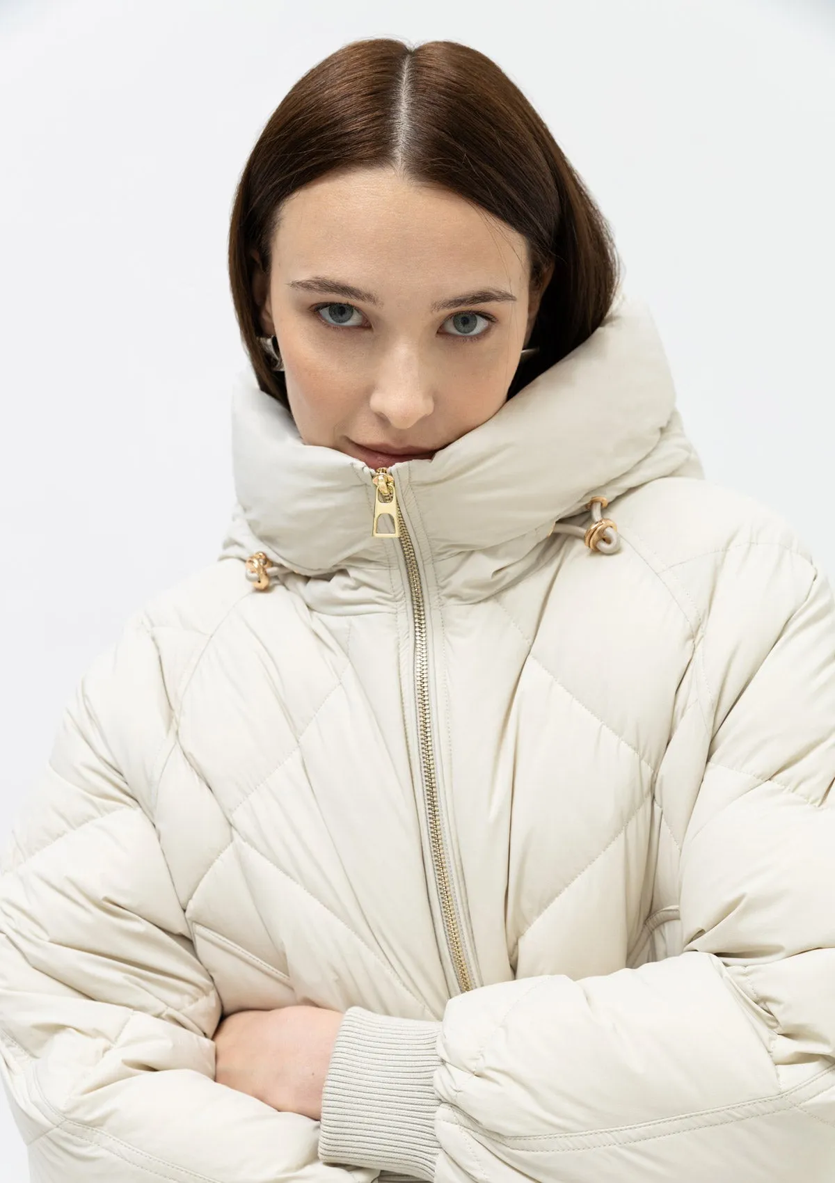Iris Luxe Japanese Stretch Hi-tech Fabric Down Hooded Coat